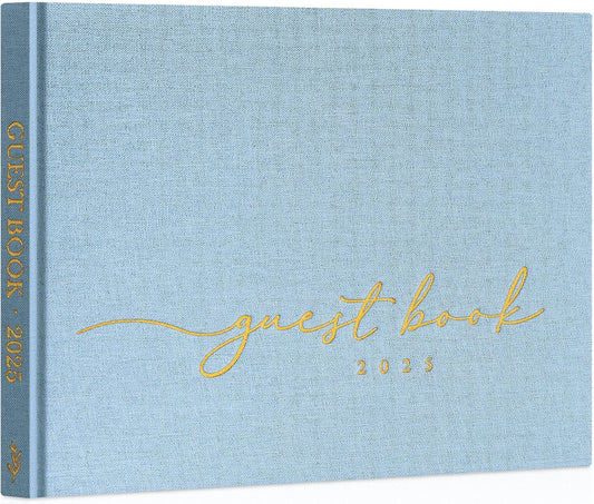 Lanpn Wedding Guest Book 2025 - Linen Hardcover Polaroid Guestbook Wedding Reception with 108 Blank Pages for Sign in and Photos - Guest Book for Wedding Bridal Shower Baby Shower Party (Blue)