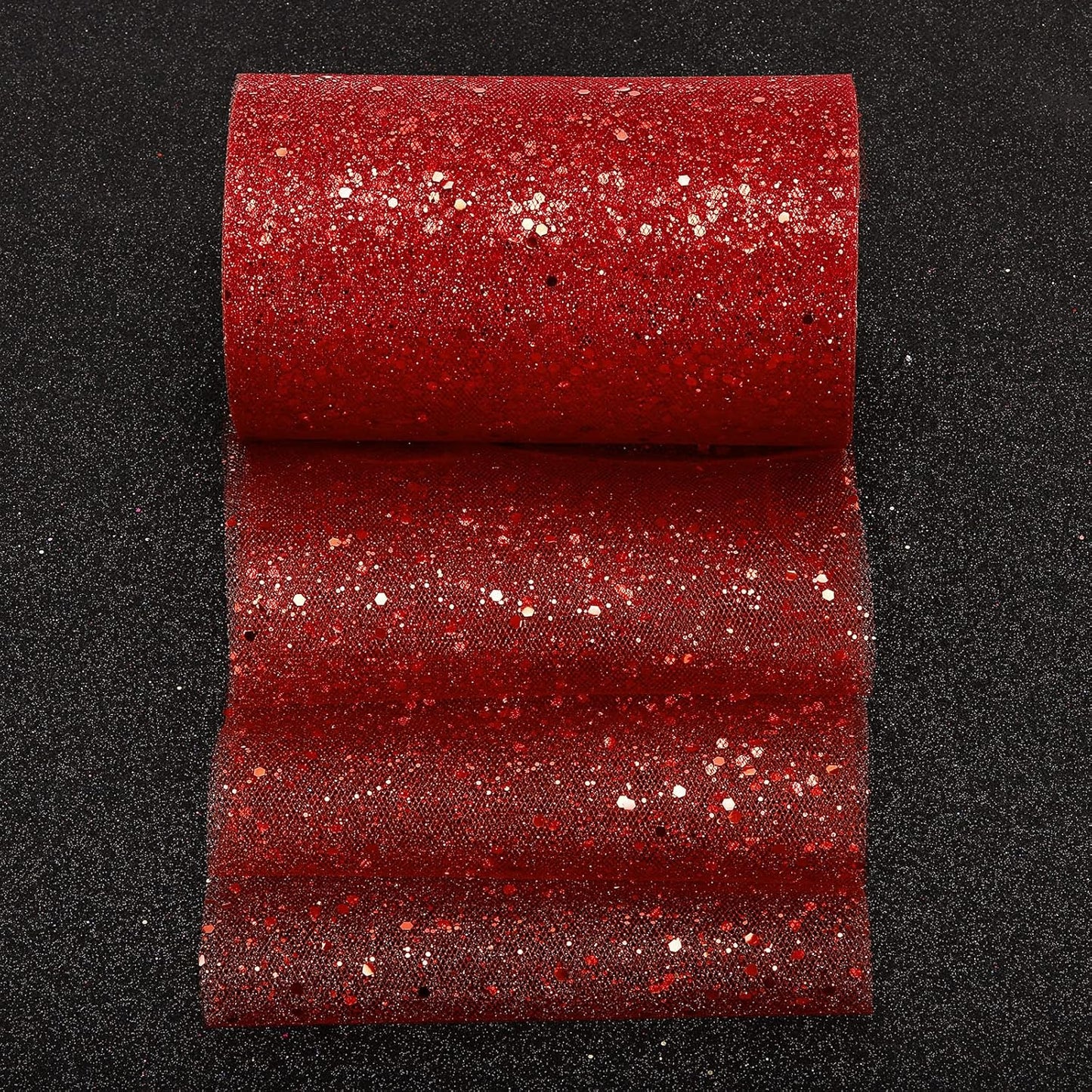 Glitter Tulle Rolls, 6” by 50 Yards (150FT) Sparkling Tulle Spool Ribbon Sequin Tulle Netting Fabric for Tutu Skirt Wedding Birthday Baby Shower (Burgundy)