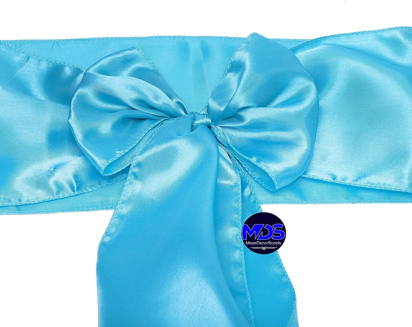 MDS Pack of 300 PCS Satin Chair Sashes Charmeuse Sateen Dining Chair Bows Ribbon Ties Back Sash for Wedding Party Birthday Home Hotel Restaurant Banquet Decoration (7 x 108 Inch, Turquoise)