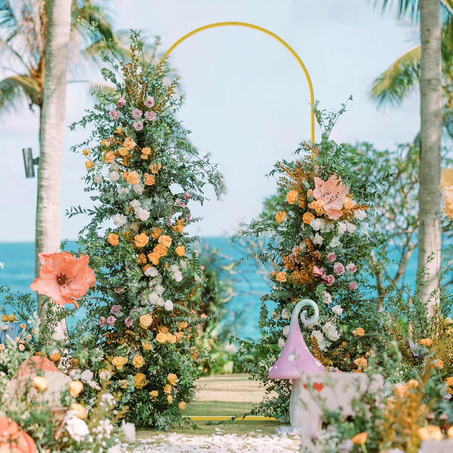 Wokceer 6 FT Wedding Arch Backdrop Stand and White Arch Cover Metal Arch Stand with Arch Stand Cover for Birthday Party Wedding Ceremony Bridal Baby Shower Event Decor, DoorCover 0.8M-White-K