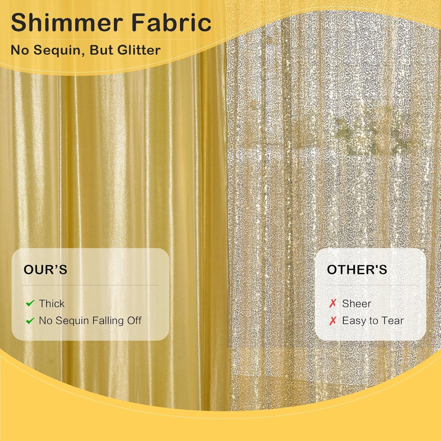 30x10 ft Wrinkle Free Gold Sequin Backdrop Curtain for Parties,Thick Not Fall Glitter Wedding Drape Backdrop,6 Panels 5x10ft Shimmer Photo Wall Back Drop Cloth for Graduation Photography Background