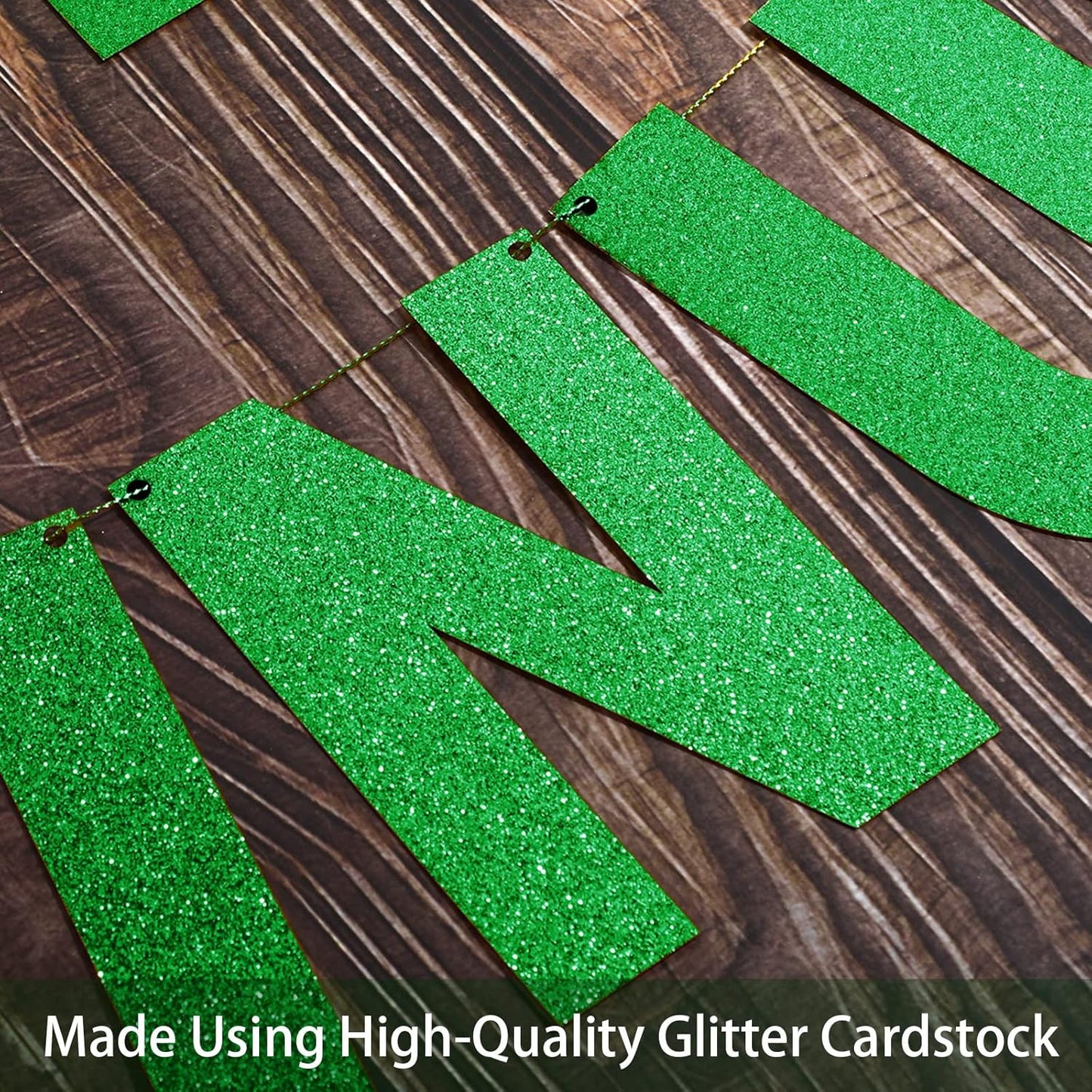 TaoBary 112 Pcs DIY Letter Kit Glitter Customizable Banner Letters Include 107 Letters and Numbers 3 Rope and 2 Needles for Birthday Halloween Christmas Wedding Valentine Party Decor(Green)