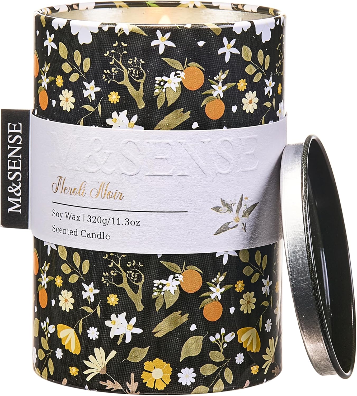 M&SENSE Neroli Noir Scented Candle, Medium Jar Candle 11.3oz Natural Soy Wax for Home Scented, Floral Candles Gift for Spring Holiday, Up to 70 Hours Burning Long-Lasting Fragrance