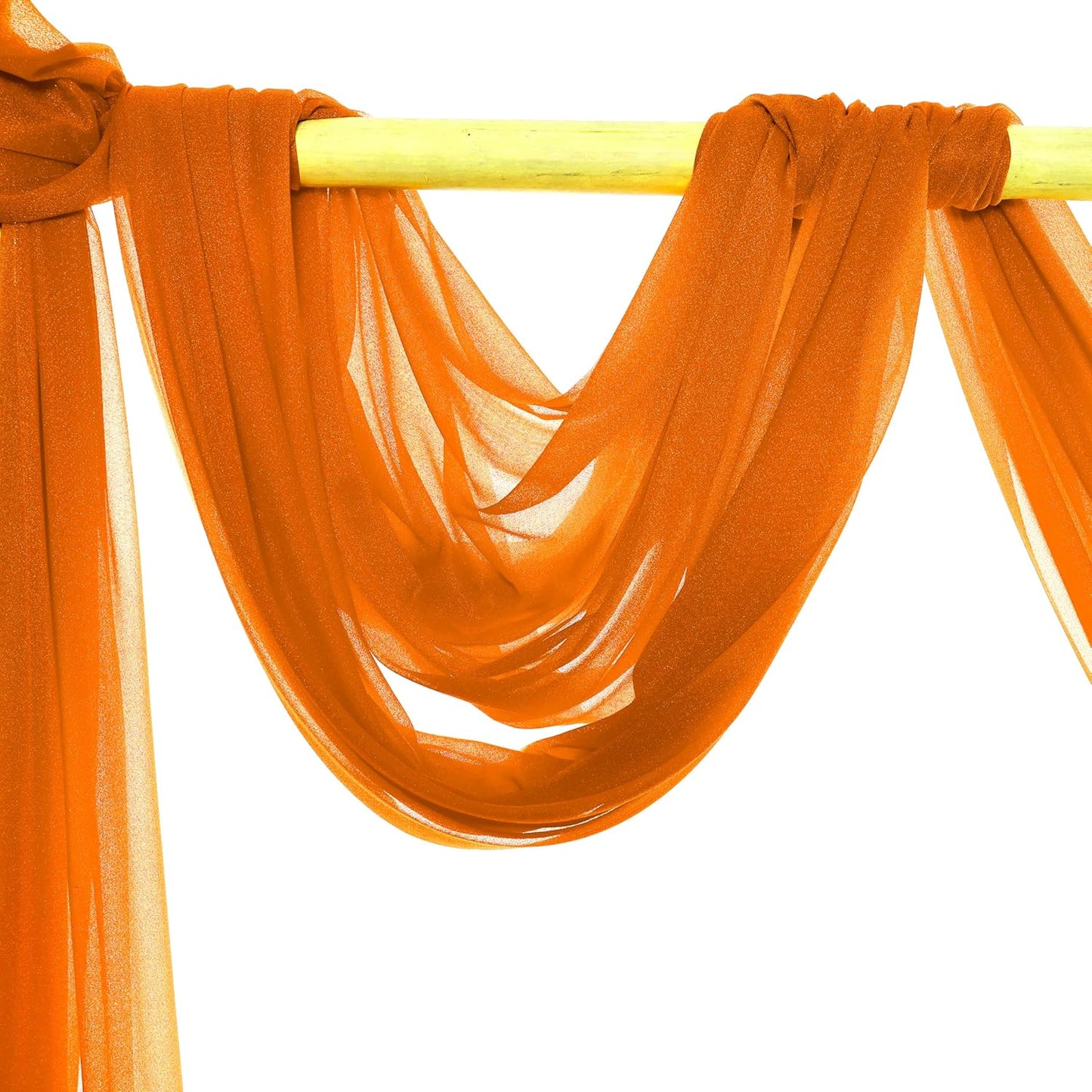 VDS Pack of 1 Panel (30 Inch X 20 Feet) Wedding Arch Draping Fabric Sheer Chiffon Fabric Drapery for Wedding Ceremony Reception Swag Backdrop Canopy Chuppah ARBO Altars Decoration (Orange)