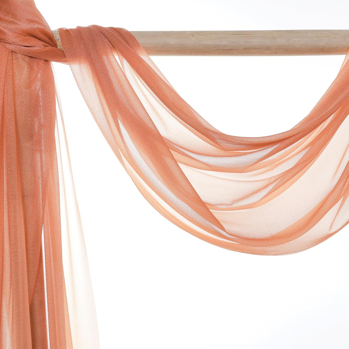 VDS Pack of 2 Panel (30 Inch X 20 Feet) Wedding Arch Draping Fabric Sheer Chiffon Fabric Drapery for Wedding Ceremony Reception Swag Backdrop Canopy Chuppah ARBO Altars Decoration (Coral Peach)