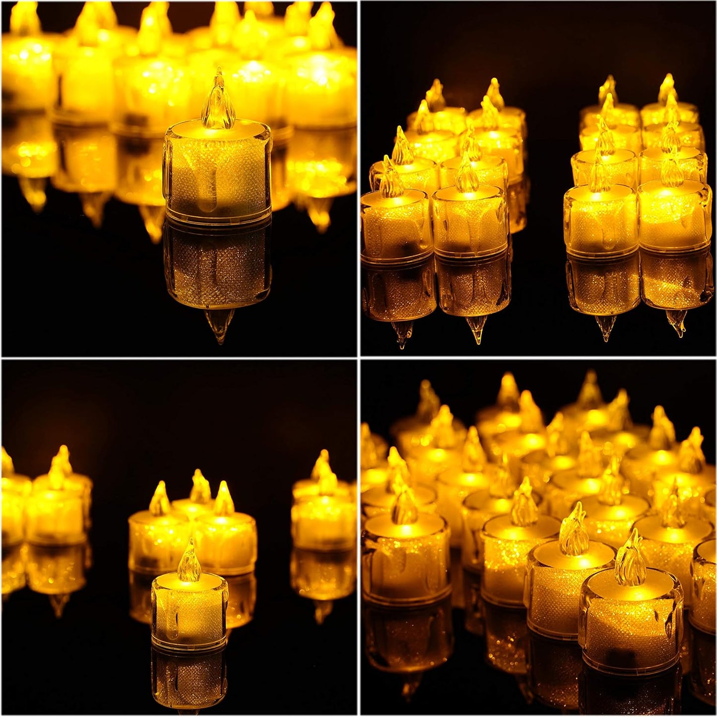 Flameless LED Tea Light Candles, Battery-Powered Unscented LED Tealight Candles, Fake Tealights (Warm White)