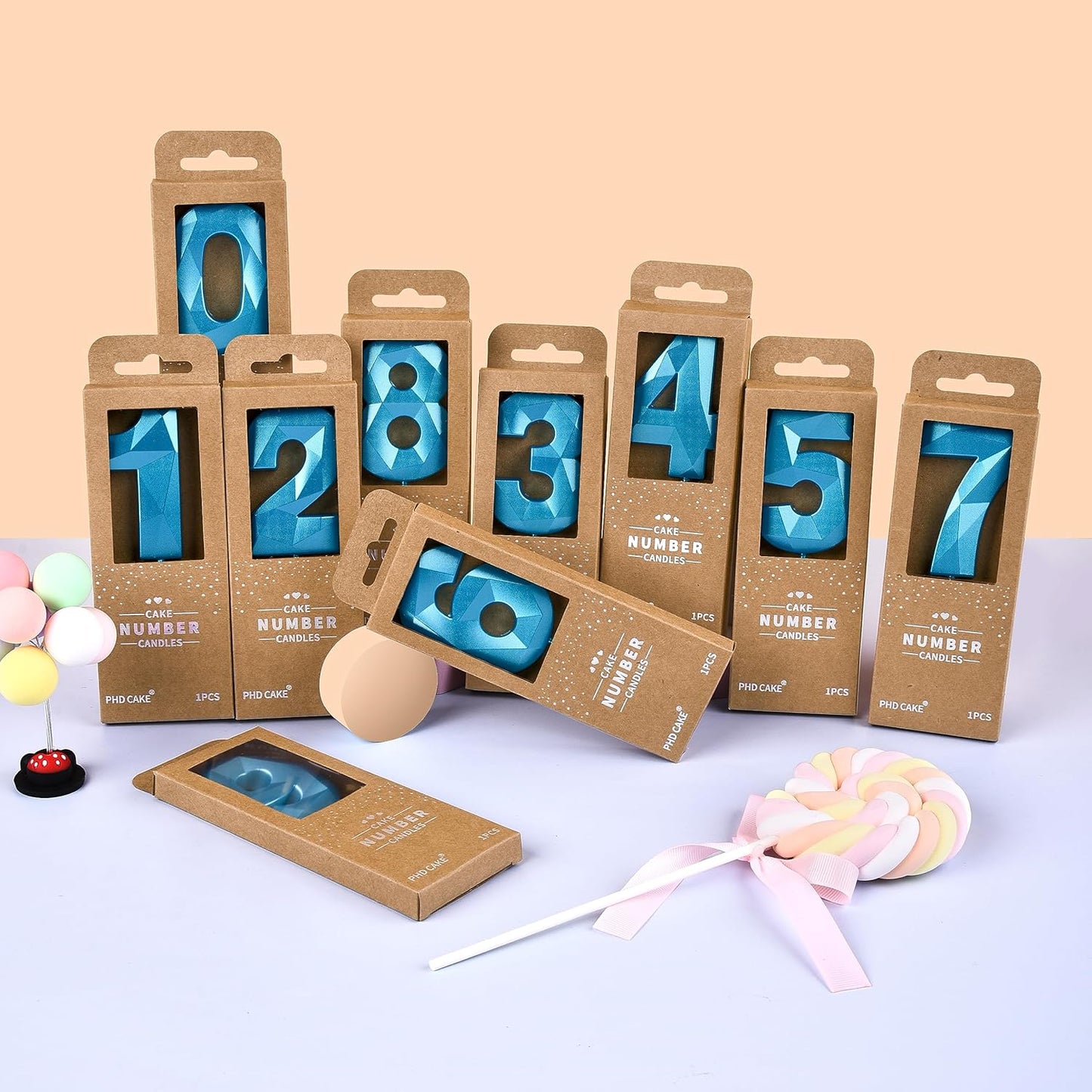 PHD CAKE 2.76 Inch Crystal Blue 6 Number Birthday Candles, Blue Number Candles, Cake Number Candles, Party Celebration