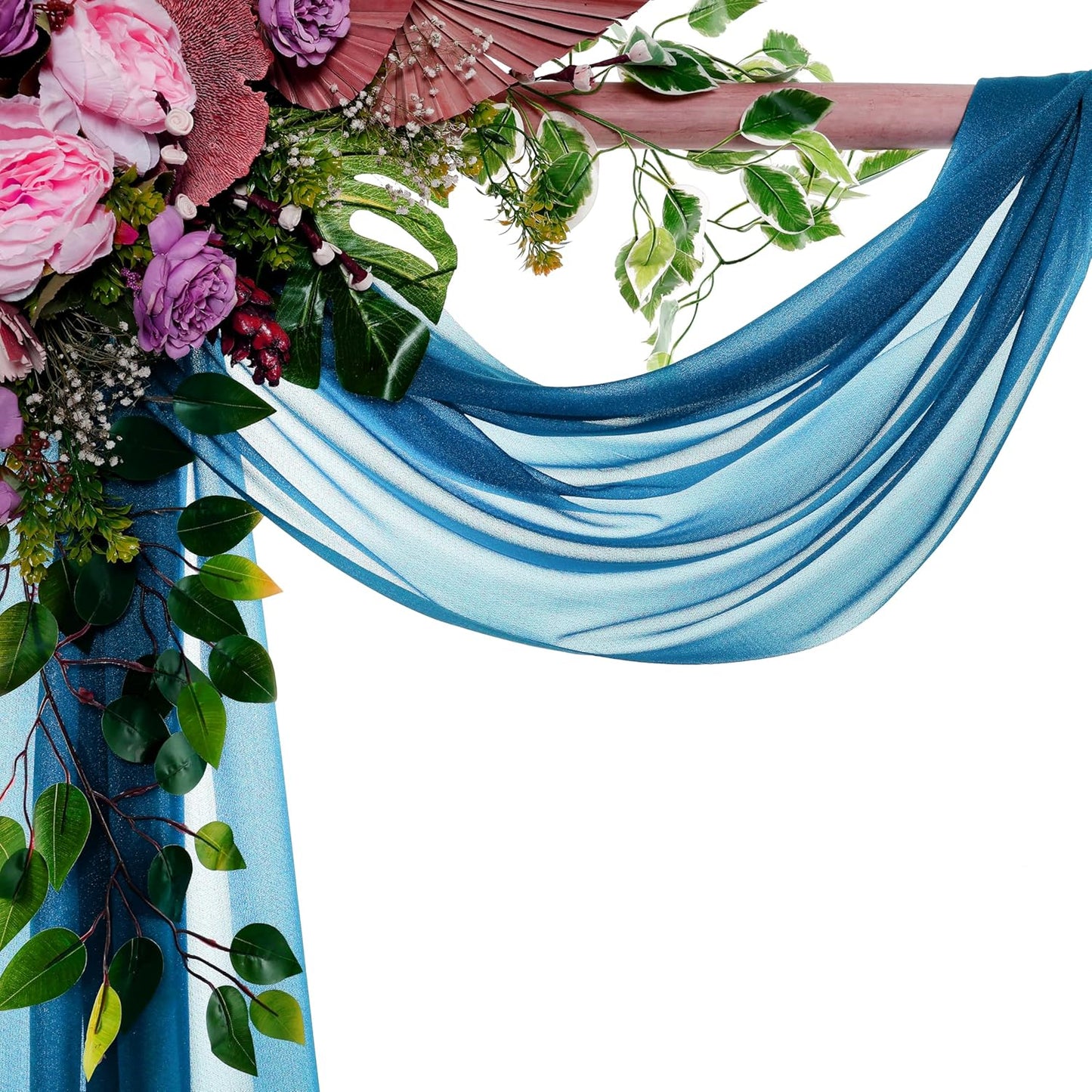 VDS Pack of 1 Panel (30 Inch X 100 Feet) Wedding Arch Draping Fabric Sheer Chiffon Fabric Drapery for Wedding Ceremony Reception Swag Backdrop Canopy Chuppah ARBO Altars Decoration (Dark Teal)
