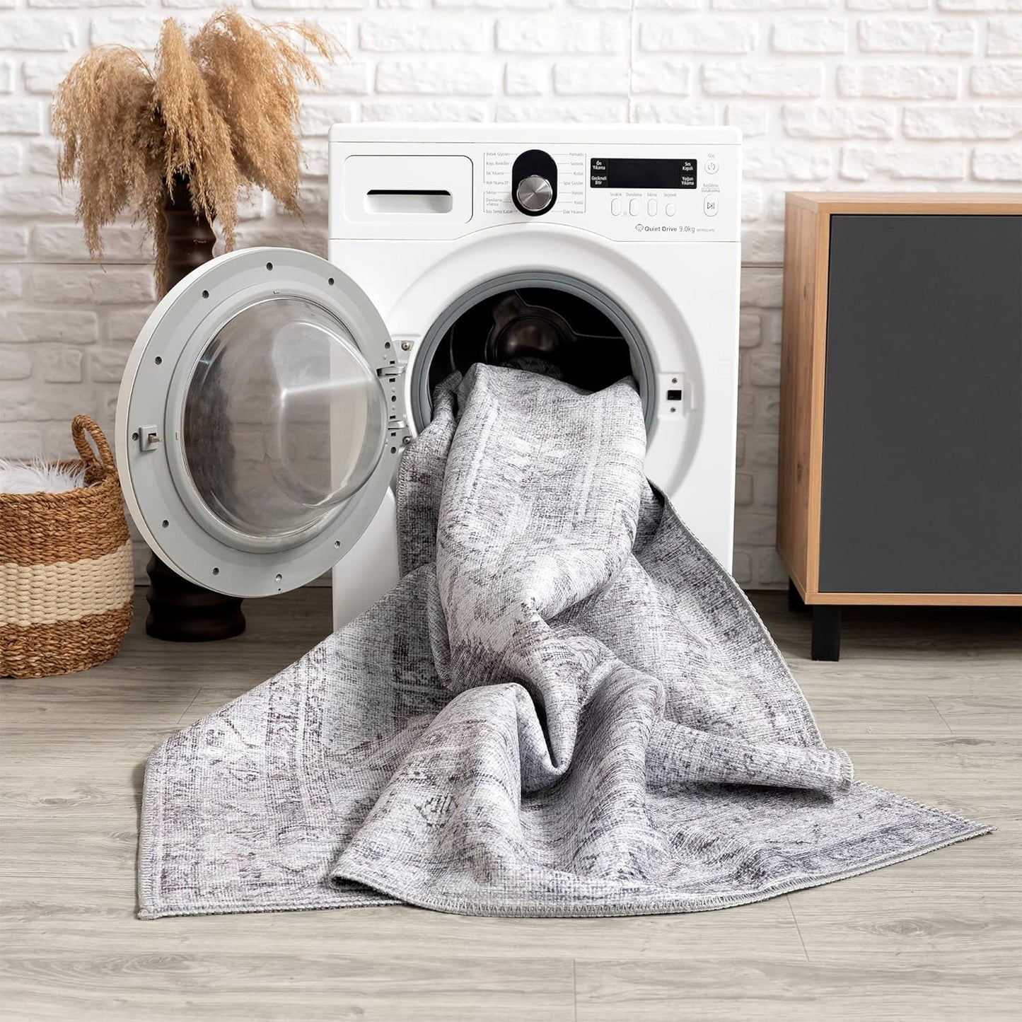 Bloom Rugs Washable Non-Slip 2' x 3' Rug - Gray/Charcoal/Blue Modern Abstract Area Rug for Living Room, Bedroom, Dining Room, and Kitchen - Exact Size: 2' x 3'