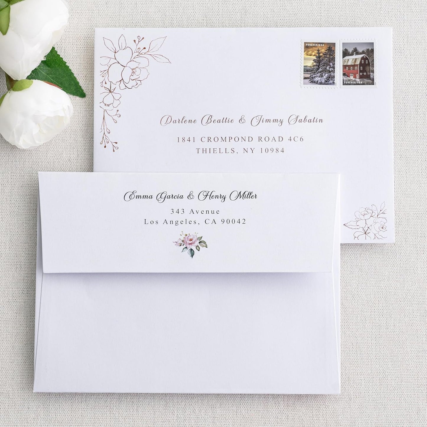 PONATIA 50 PCS 5x7 Envelopes, Self- Adhesive White A7 Envelopes for Weddings, Invitation Cards, Photos, Postcards, Greeting Cards Mailing, Baby Shower, Graduation, Christmas Gift Cards