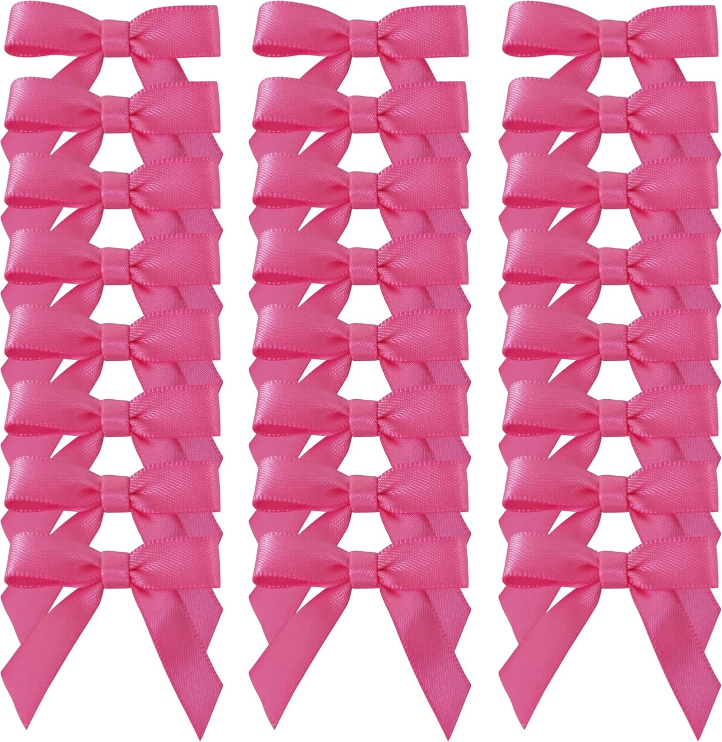 50pcs 1-1/2" Mini Hot Pink Satin Ribbon Bows Without Twist Ties for Crafts Gift Wrapping Packing Christmas Decoration (Hot.Pink)