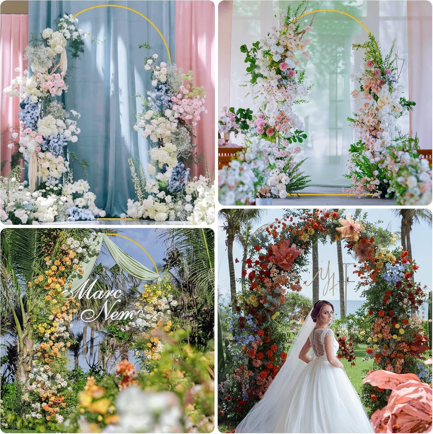 Putros Wedding Arch Stand Gold 8FT Metal Balloon Arched Backdrop Stand for Wedding Ceremony Birthday Party Bridal Baby Shower Decoration