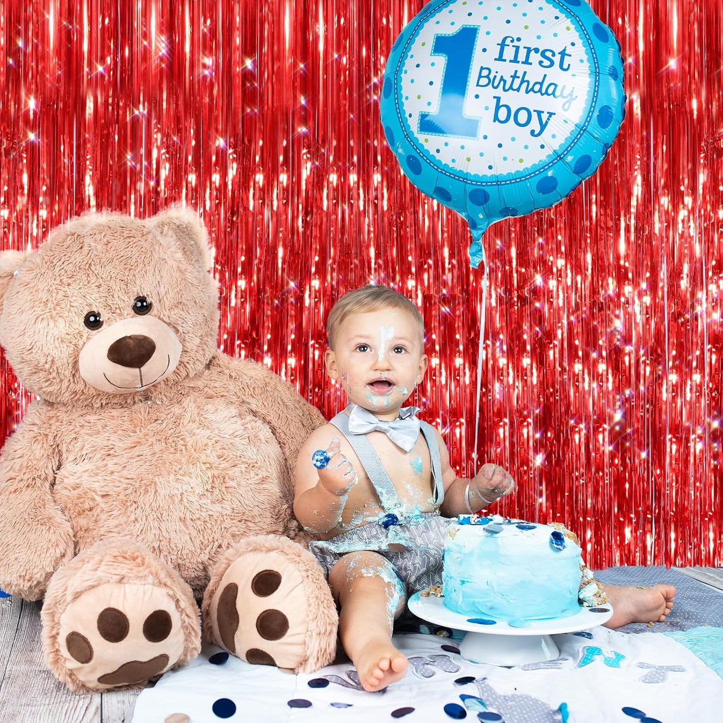 2Pack Red Foil Fringe Curtain, Glitter Red Metallic Tinsel Foil Fringe Curtains Photo Booth Backdrop for Birthday Party, Door Streamers for Wedding Bridal Shower Bachelorette Xmas Party Decorations