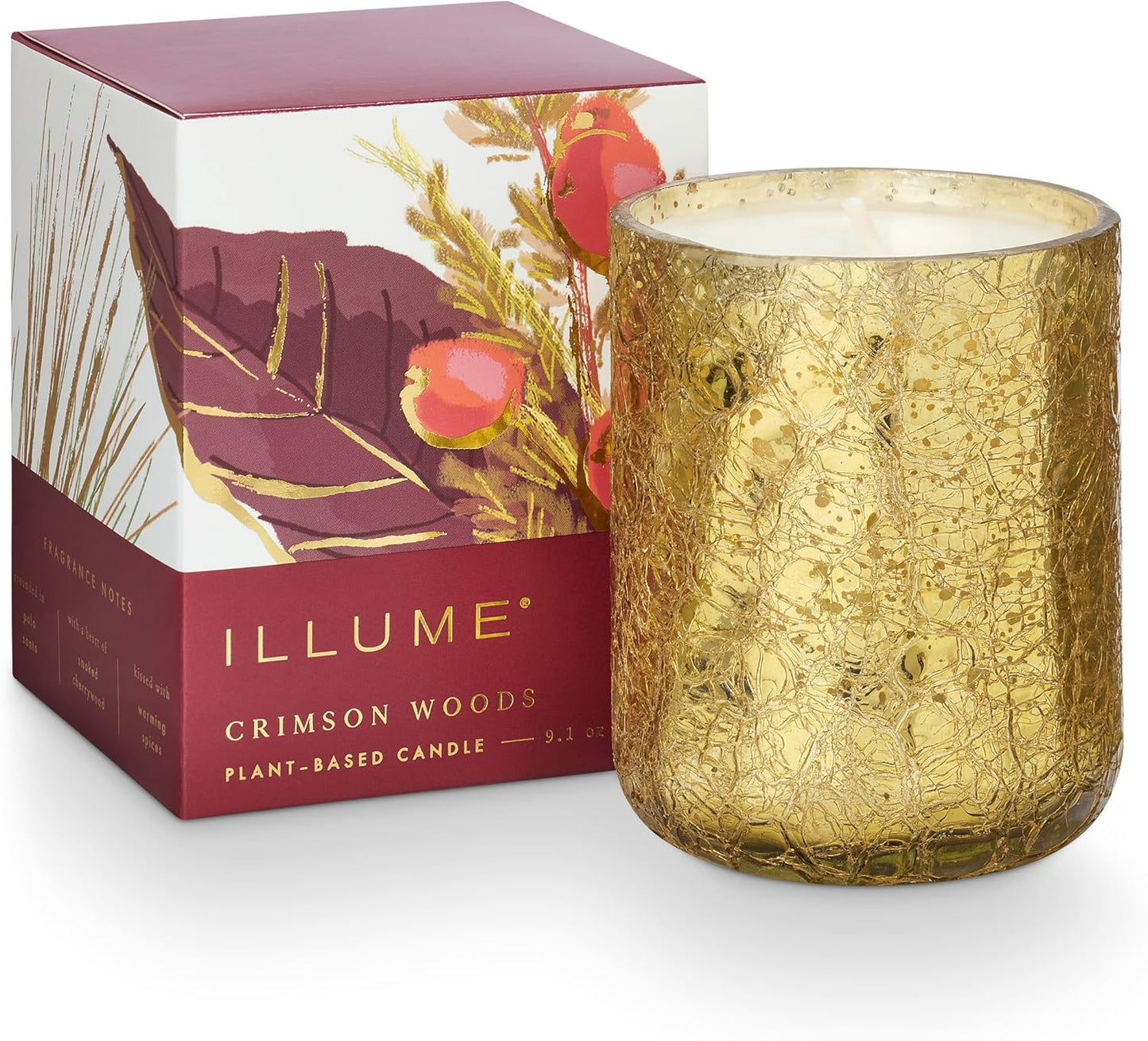 Illume Crimson Woods Small Boxed Crackle Glass Candle