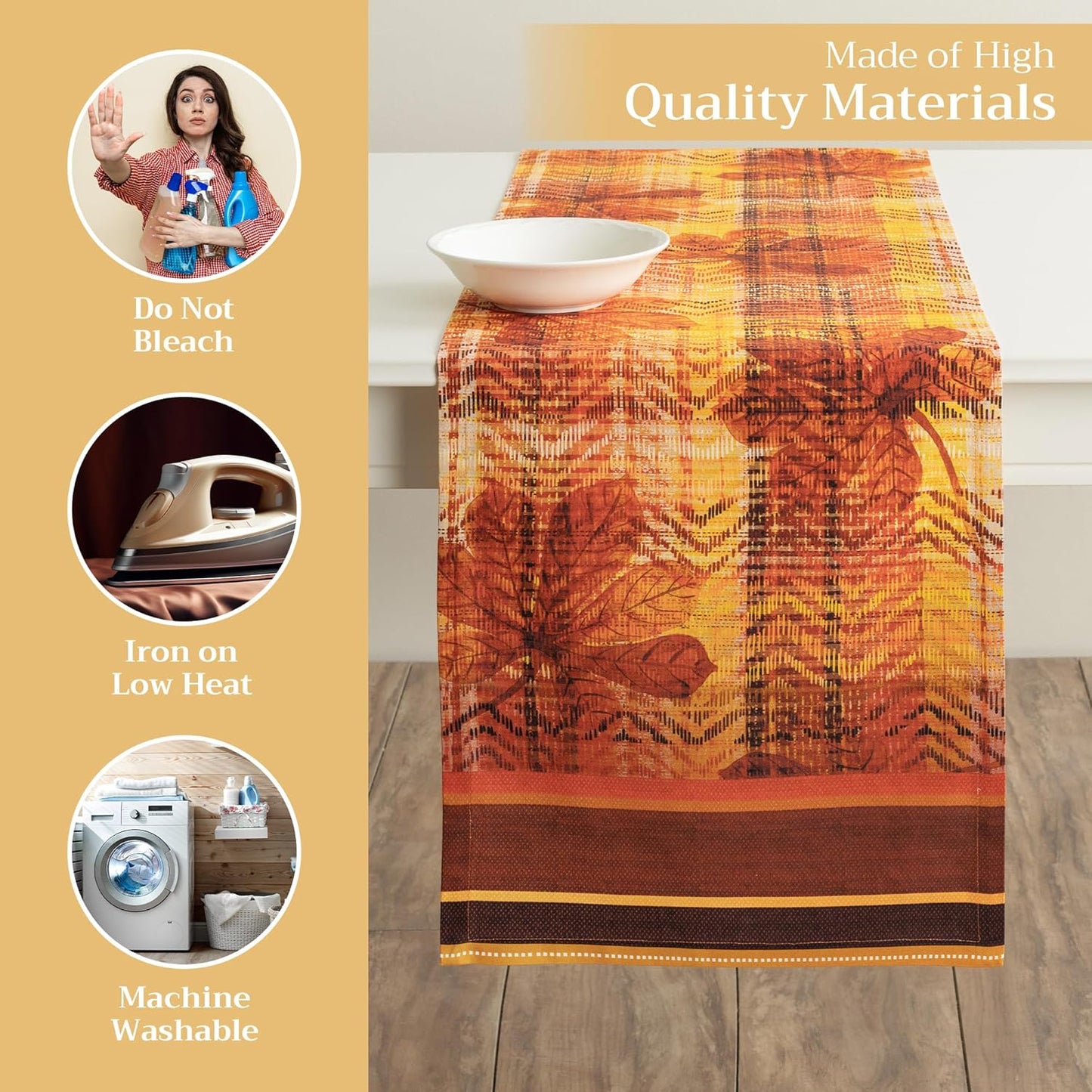 Maison d'Hermine Table Runner 100% Cotton Single Layer Table Runners 108 inches Long Decorative for Home Kitchen Dining Party Baby Shower Wedding Bridal Shower (Thanksgiving Tartan, 14.50" x 108")