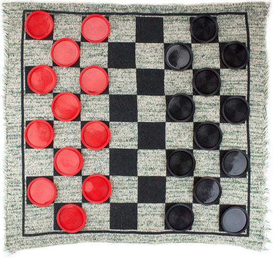 Brybelly Large Checkers Set - Giant Checkers Game for Indoor/Outdoor - Jumbo Classic Board Games for Friends and Family - 3-in-1 Checkers and Mega Tic Tac Toe