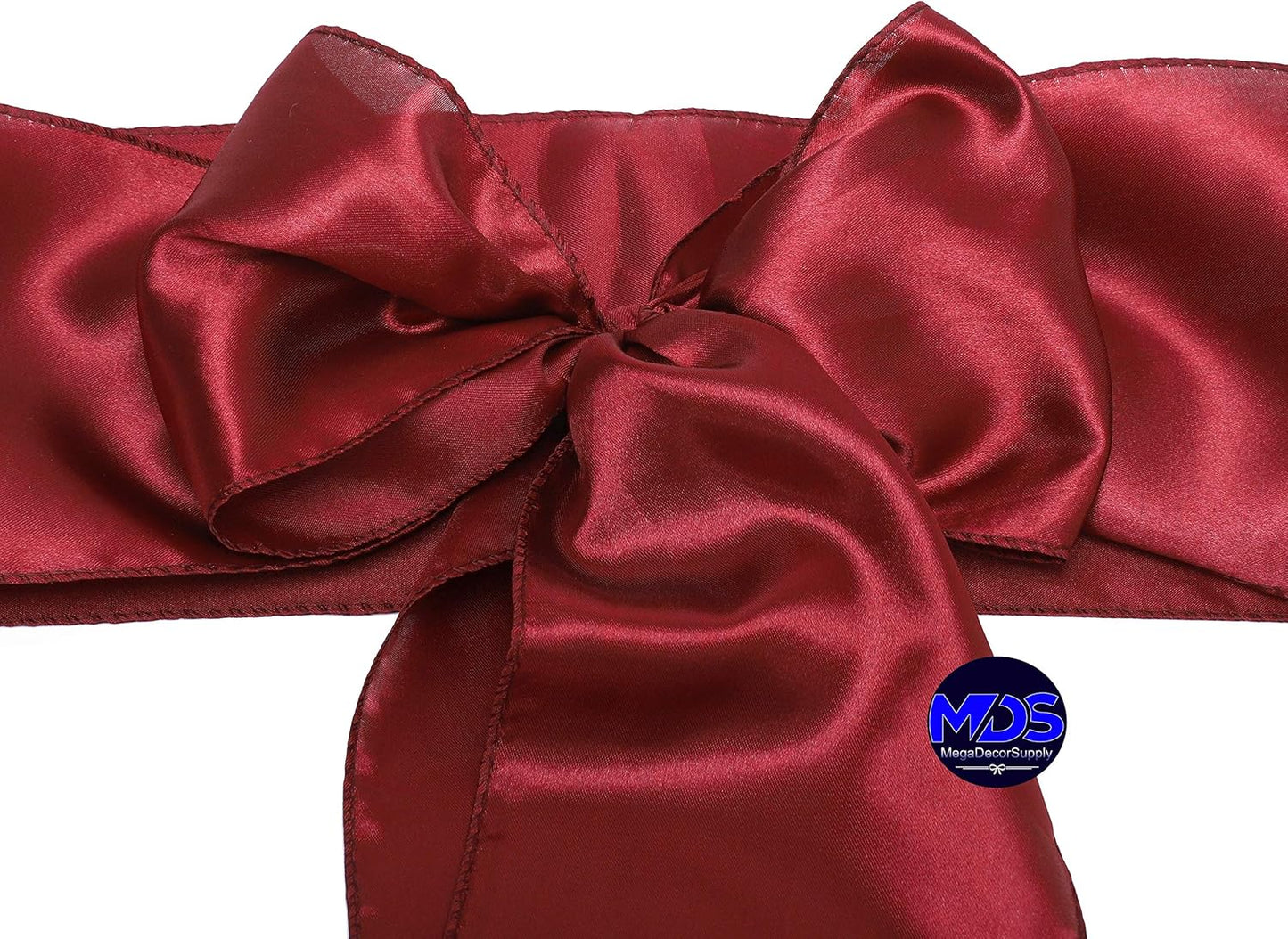 MDS Pack of 150 PCS Satin Chair Sashes Charmeuse Sateen Dining Chair Bows Ribbon Ties Back Sash for Wedding Party Birthday Home Hotel Restaurant Banquet Decoration (7 x 108 Inch, Apple Red)