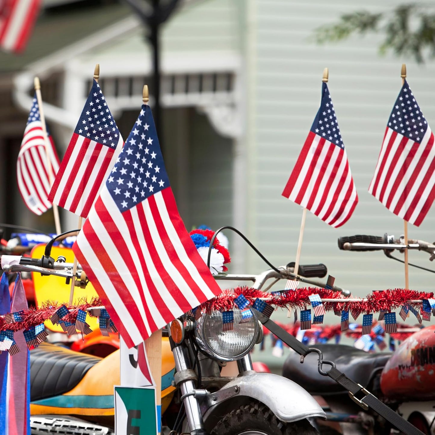 12Pcs 8×12 Inch Small American Flags on Stick Mini USA Flags US Handheld Flag for Outside,Veterans Day Memorial Day 4th of July Independence Day Decorations