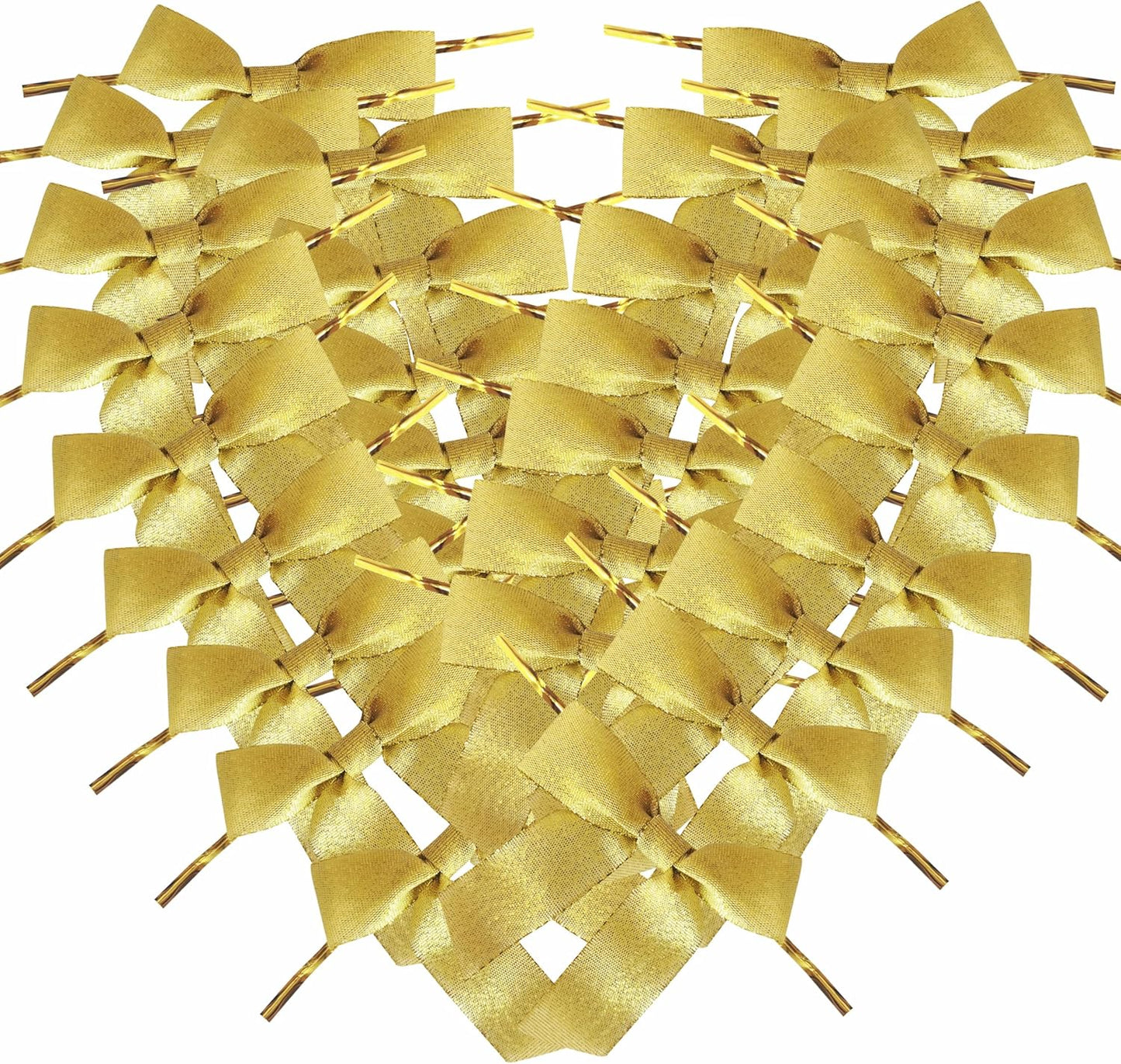 50pcs 3-1/2" Metallic Gold Satin Ribbon Bows with Twist Ties for Gift Wrapping Packing Christmas Decoration (Metallic Gold)