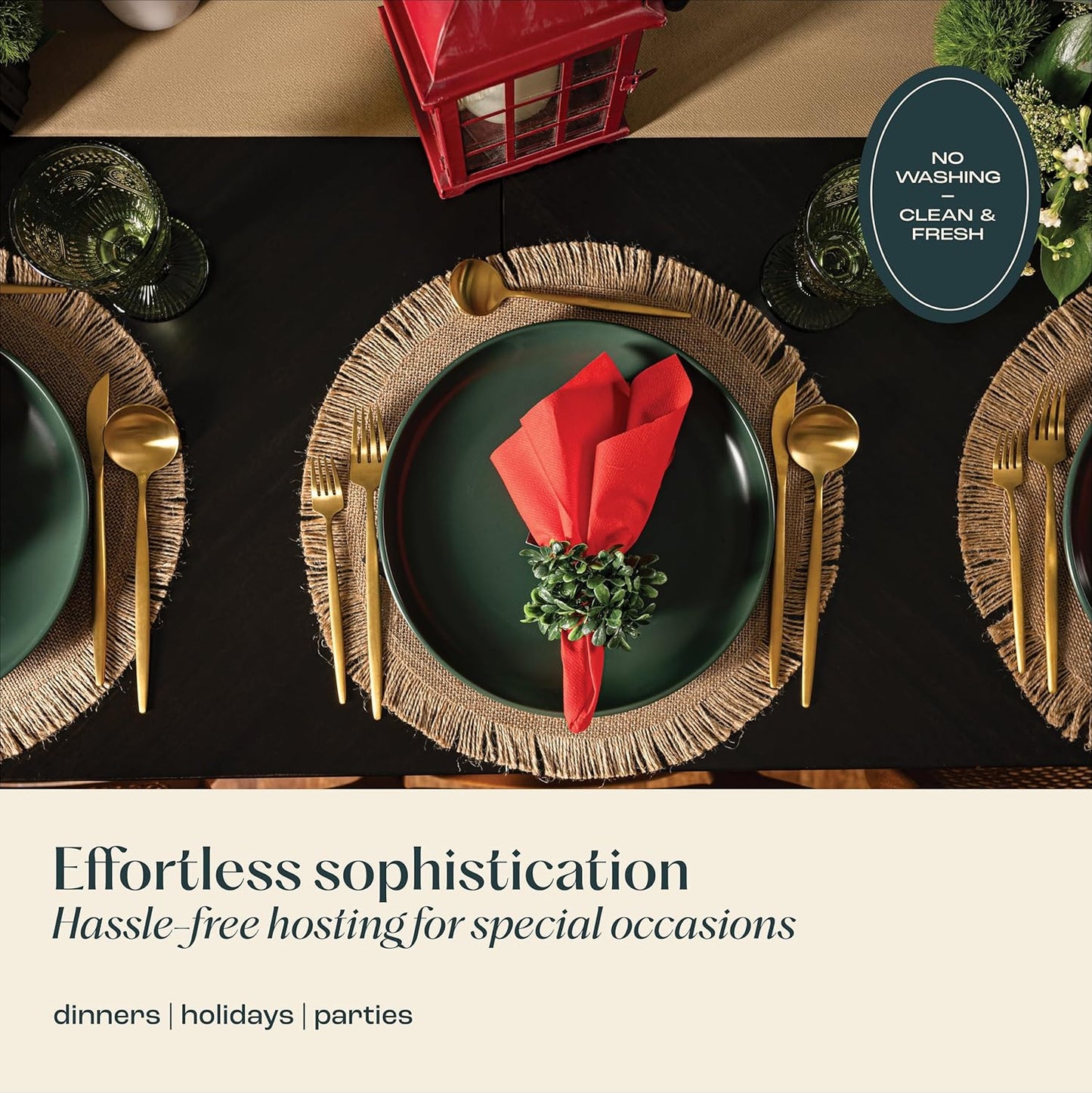 50-Pack Disposable Linen-Feel Black Napkins, 12" x 17" Cloth-Like Paper Dinner Napkins For Wedding, Bathroom, Party Or Event,