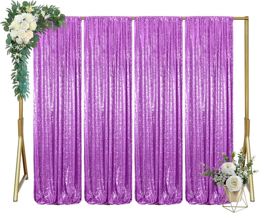 ShinyBeauty 16x10ft Sequin Backdrop Curtain - Lavender Sparkling Drapes for Weddings, Parties, Photo Booths Reusable Fabric