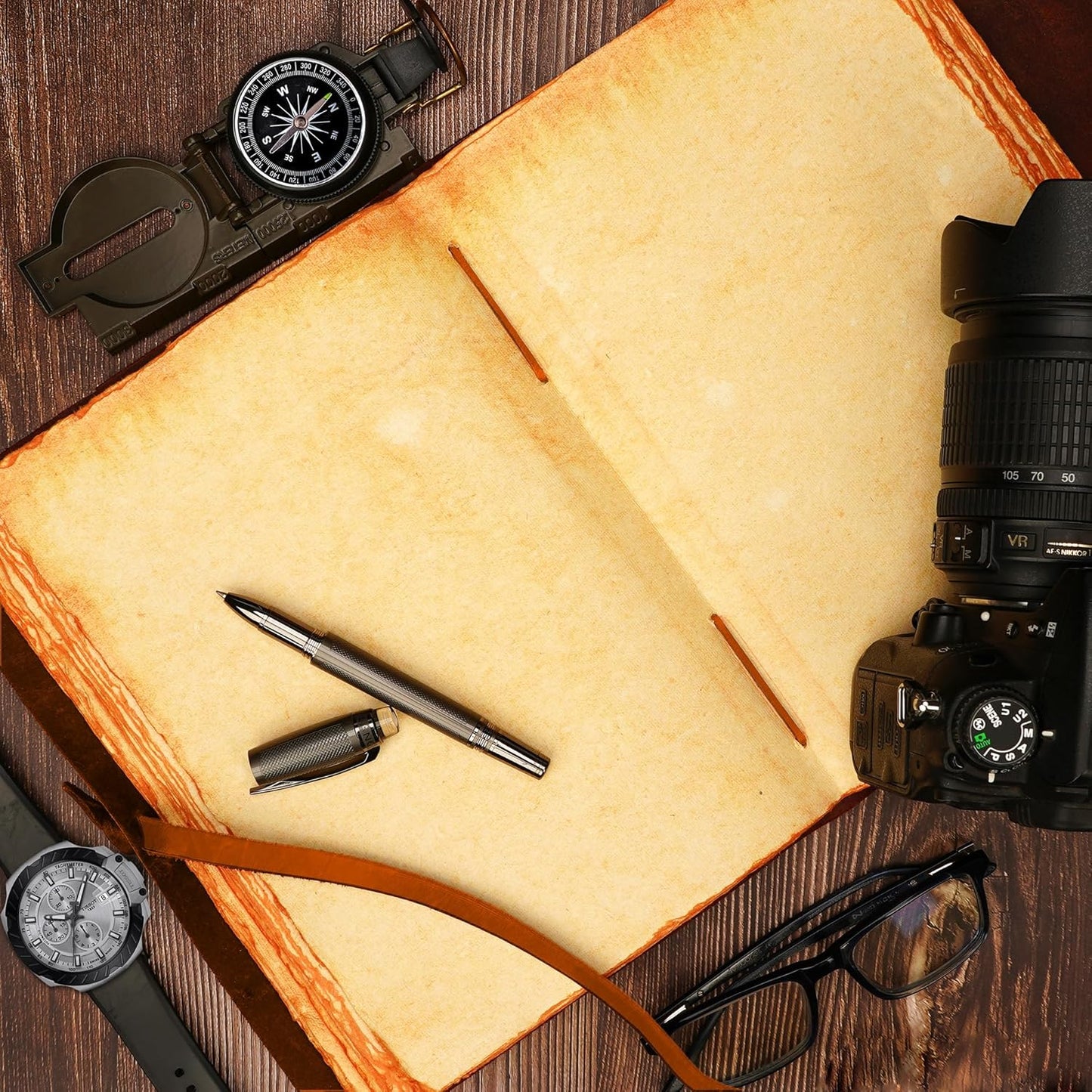 LUXEORIA Heart Journal for Women and Men, Handcrafted Leather Journal for Writing Womens, Sketchbook, Travel Diary with Unlined Deckle Paper, Tan 8x13