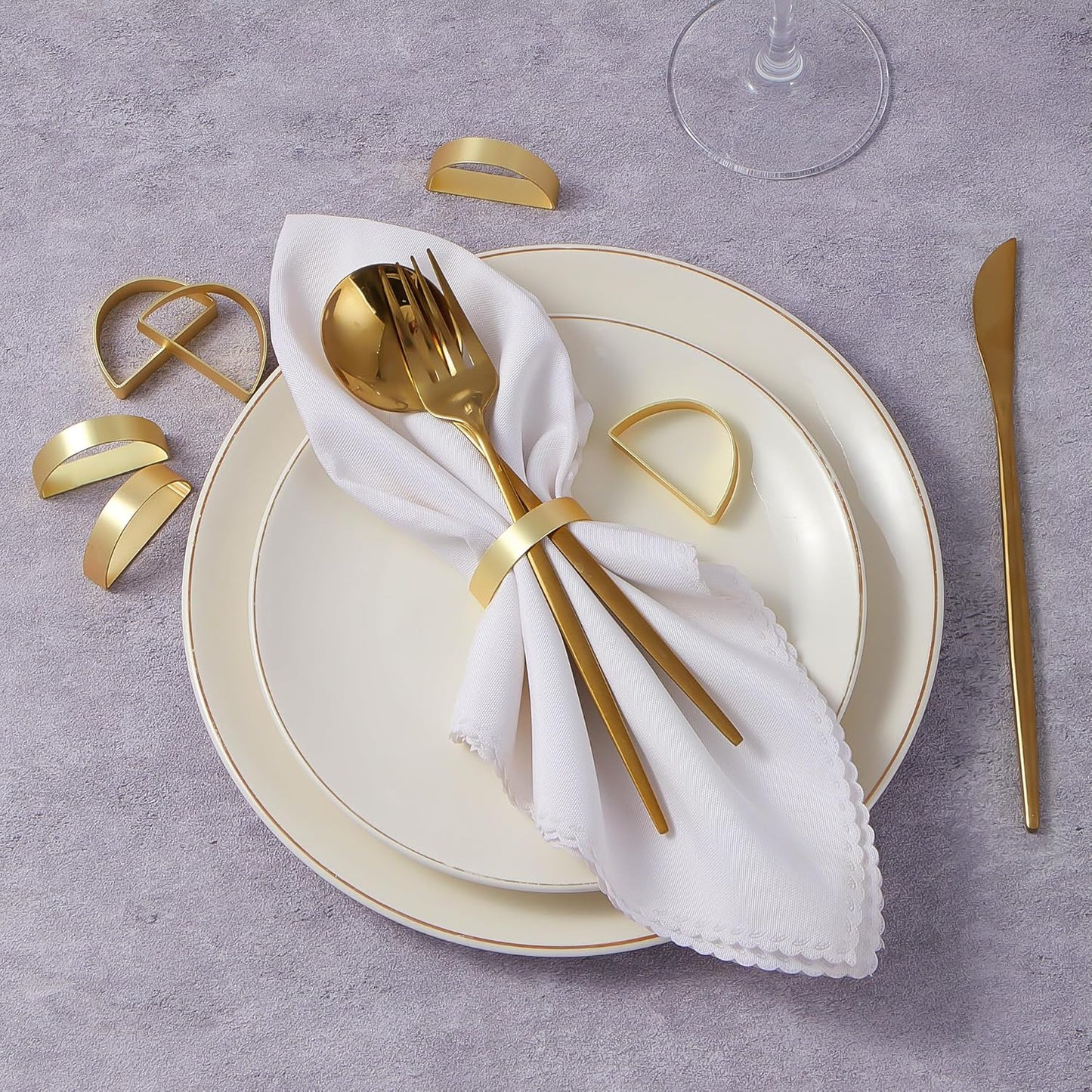 10Pcs Metal Gold Napkin Rings Set, Stainless Steel Metal Gold Napkin Holder, Fall Thanksgiving Christmas Easter Napkins Rings for Table Decor Wedding, Banquet, Party