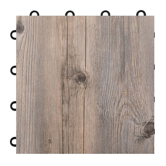 IncStores 3/8" Thick Snap Together Dance Flooring - 12"x12" Printed Vinyl Dance Floor for Practice & Performance - Barnwood - 1 Tile Pack