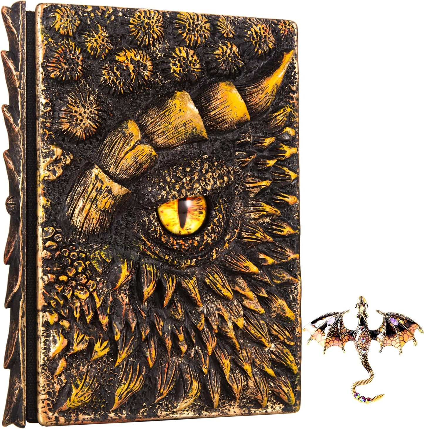 3D Dragon Eye Embossed Journal,Resin Engraving Notebook,Dnd notebook for Dragon Lovers ，Blank Paper,Hardcover Travel Notepad for Writing,Sketchbook,Collection,Gift,Decoration A4 and A5 Size (A5-Gold