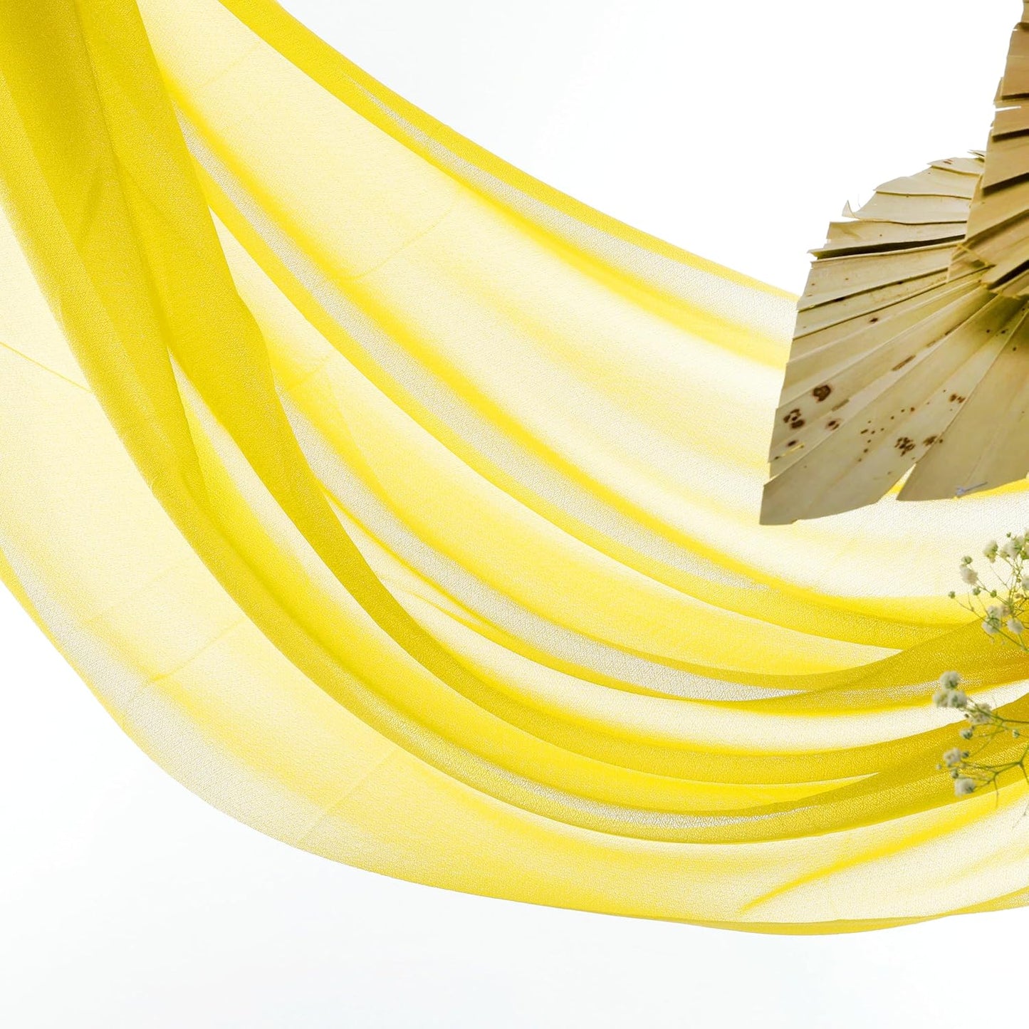 VDS Pack of 1 Panel (30 Inch X 30 Feet) Wedding Arch Draping Fabric Sheer Chiffon Fabric Drapery for Wedding Ceremony Reception Swag Backdrop Canopy Chuppah ARBO Altars Decoration (Yellow)