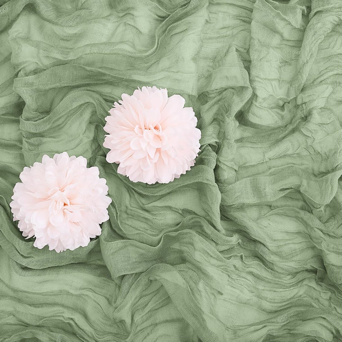 Aktor 4 Pack Sage Green Table Runner Boho Cheesecloth Table Runner Semi Sheer Gauze Fabric Runners for Wedding Birthday Baby Shower Party Boho Table Decoration（Sage Green）