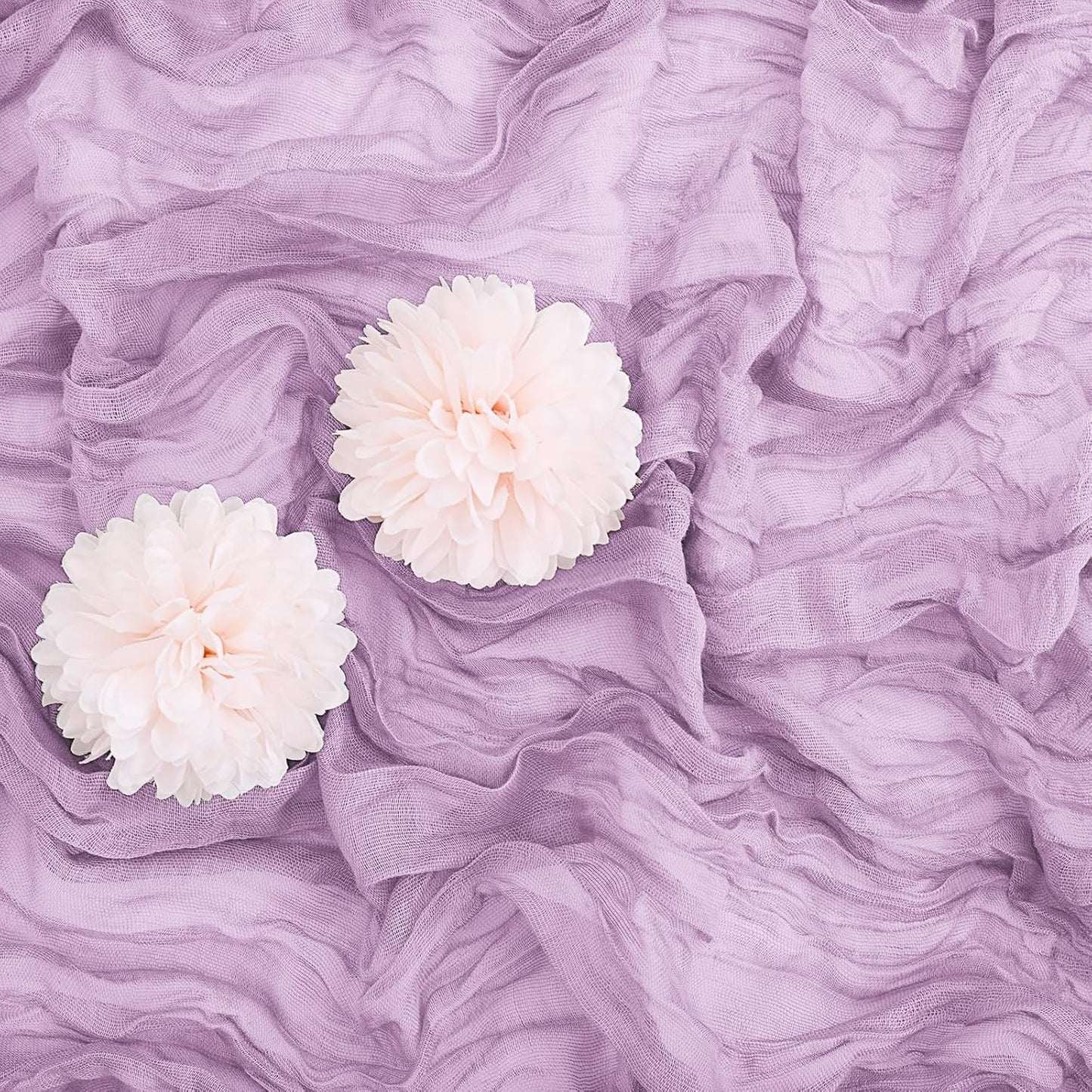 Aktor 4 Pack Lavender Table Runner Boho Cheesecloth Table Runner Semi Sheer Gauze Fabric Runners for Wedding Birthday Baby Shower Party Boho Table Decoration（Lavender）