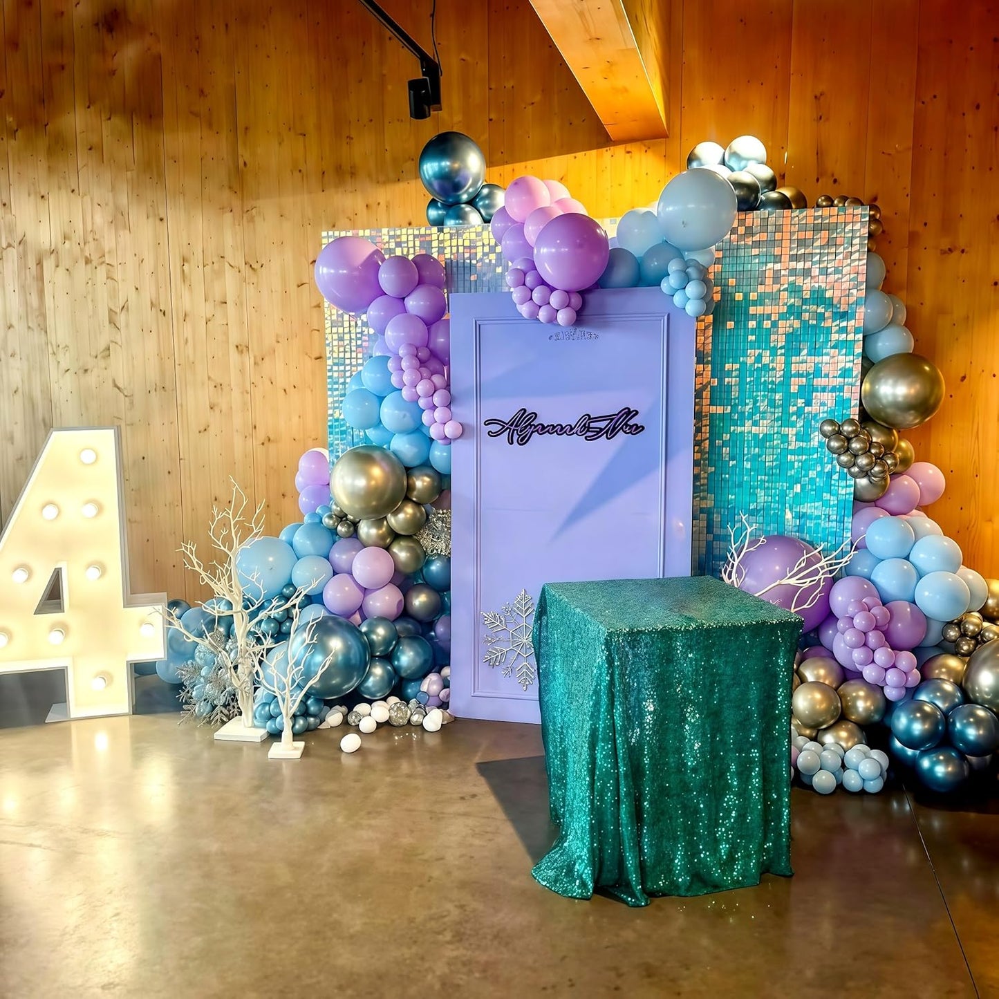 Winter Wonderland Balloons, 60PCS Blue Purple Snowflakes Balloons for Ice Wonderland Christmas Baby Shower Princess Theme Birthday Party Decorations Supplies