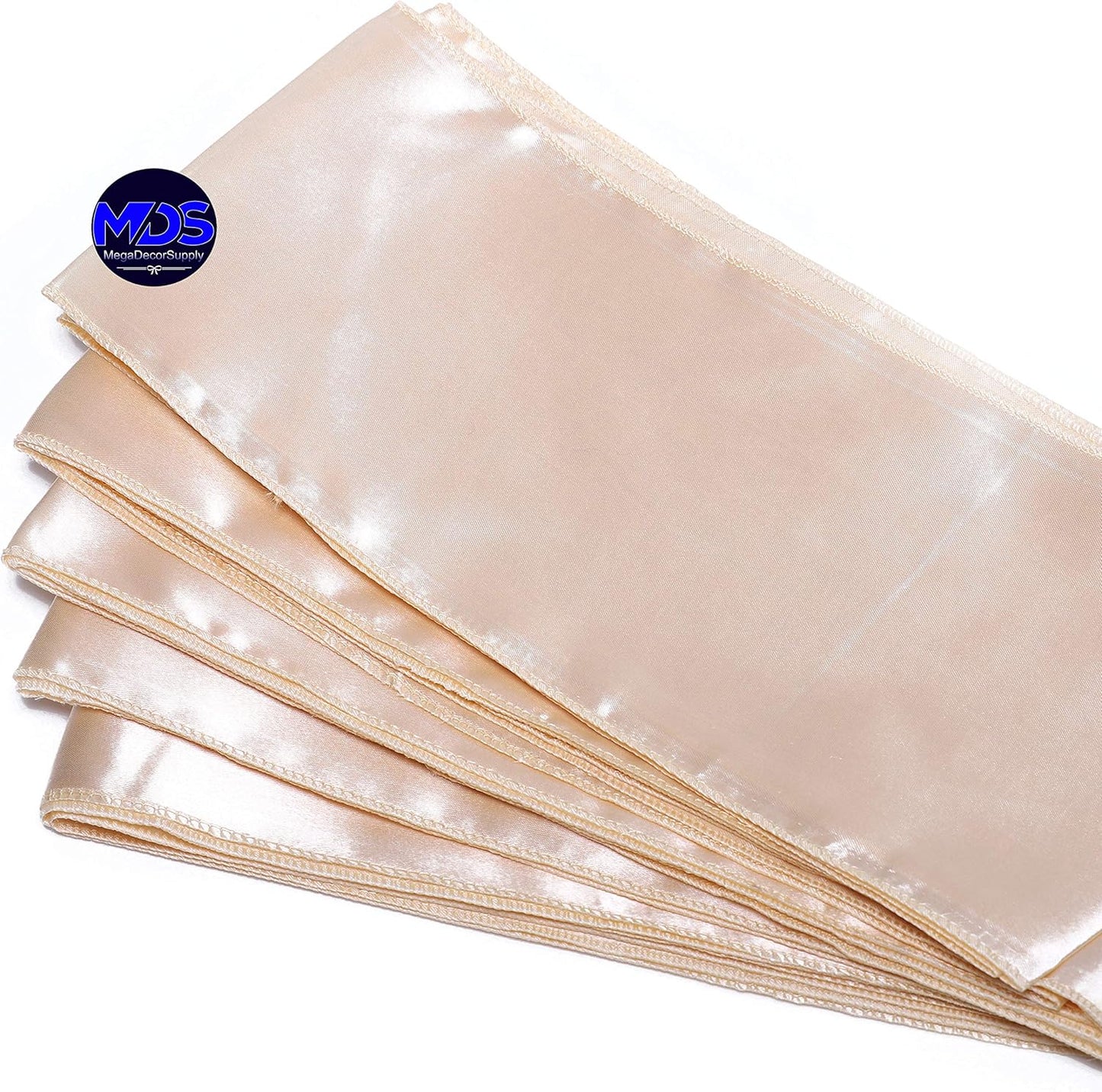 MDS Pack of 50 PCS Satin Chair Sashes Charmeuse Sateen Dining Chair Bows Ribbon Ties Back Sash for Wedding Party Birthday Home Hotel Restaurant Banquet Decoration (7 x 108 Inch, Cream)