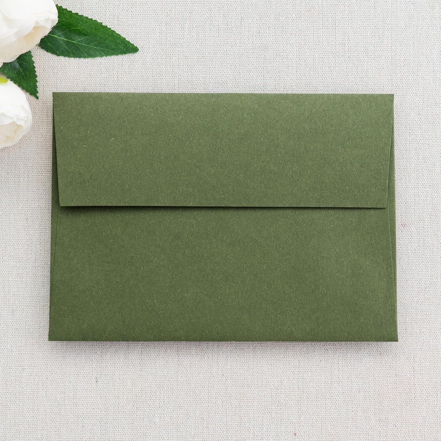 PONATIA 50 PCS 5x7 Envelopes, Olive Green Self- Adhesive A7 Envelopes for Weddings, Invitation Cards, Photos, Postcards, Greeting Cards Mailing, Baby Shower, Graduation, Christmas Gift Cards