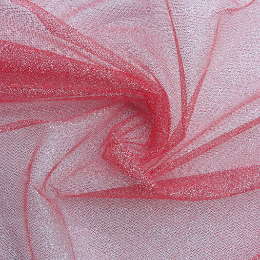 Glitter Tulle Fabric 56 Inch by 5.5 Yards Fabric Tulle Bolt for Wedding Christmas Decorations DIY White Tutu Baby Shower Table Skirt Ceiling Decor Birthday Party Craft Supplies-Red