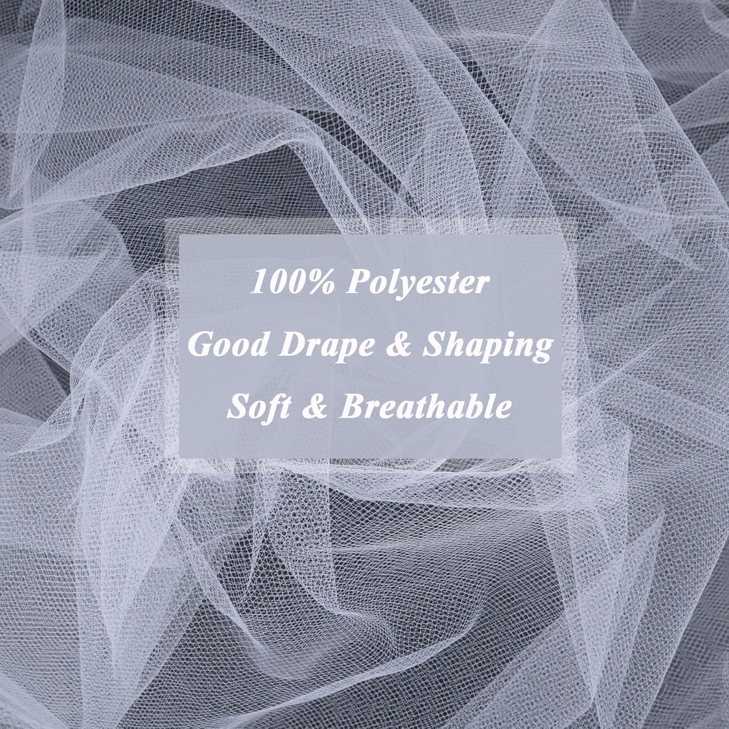 White Tulle Fabric 54 inch x 10 Yards Draping Mesh Tulle Bolt for Wedding, Party Decorations, Garden Netting, Table Runner, Craft Supplies