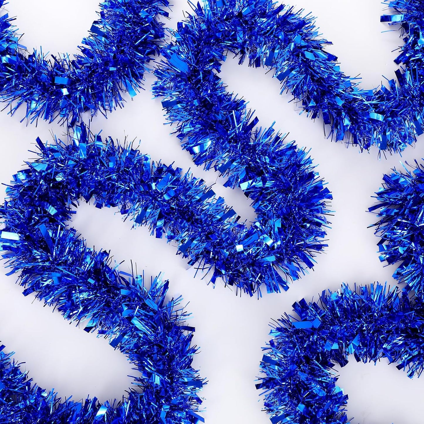 72 Feet Christmas Tinsel Garland Shiny Metallic Tinsel Twist Garland Streamers Ornaments Long Glitter Christmas Tree Hanging Decorations for Party Holiday Wedding Birthday Tree Wall Rail (Blue)