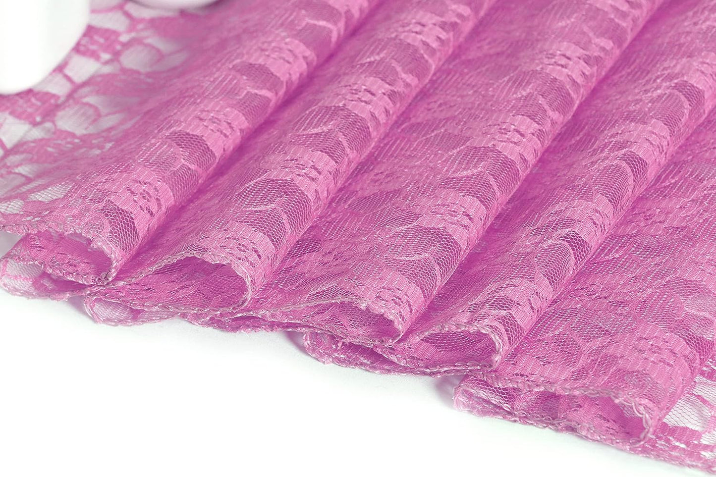 MDS Pack of 15 Wedding 12 x 108 inches Lace Table Runner for Wedding, Decorations for Birthday Parties, Banquets, Graduations, Engagements, and Runners fit Rectangle, Round Table- Dusty Pink