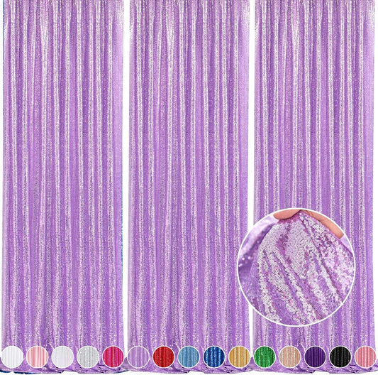 Glitter Curtain Backdrop Sequin Panels: Light Purple Sequin Background Drapes 2FTx8FT Sparkle Fabric Baby Bridal Shower Party Decorations