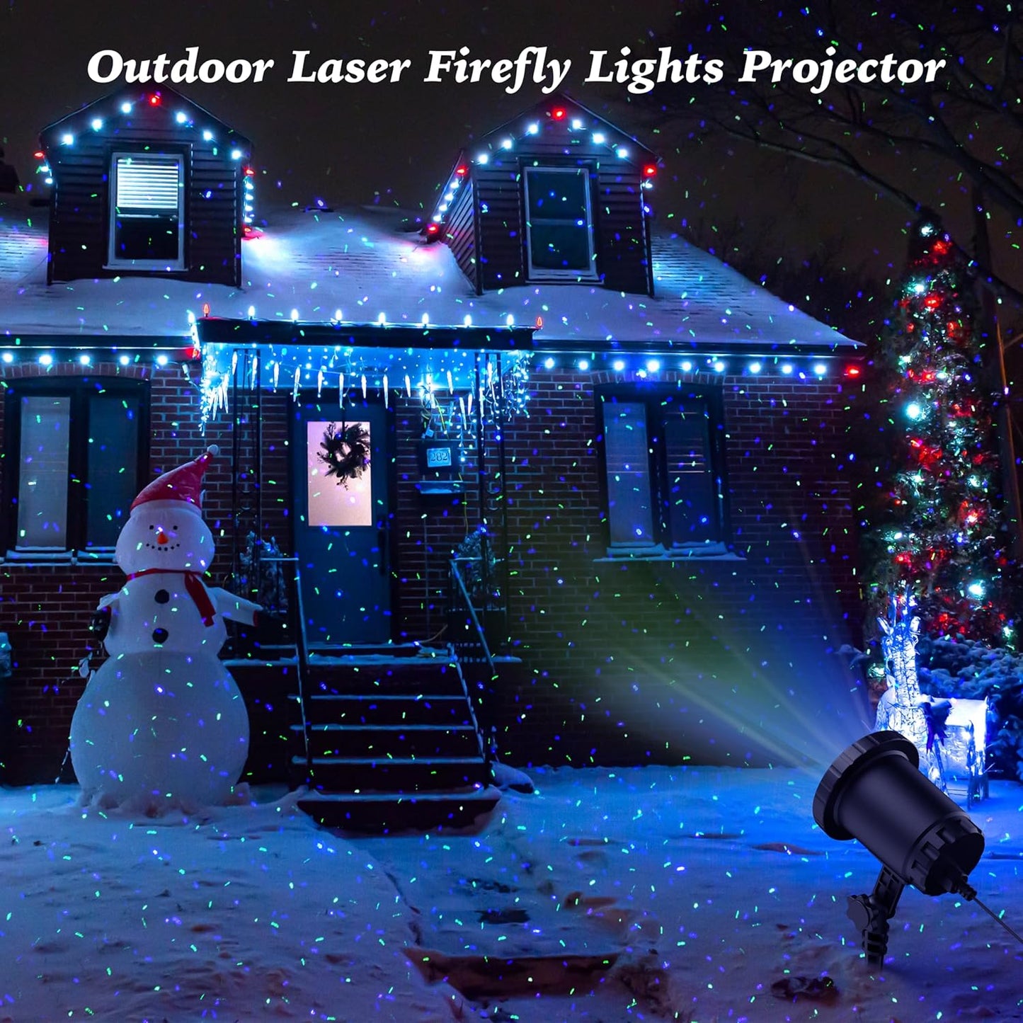 Christmas Laser Lights Projector Outdoor, AIRIVO 3 Color Motion Firefly Lights Projector, Moving Red, Green and Blue Star Light Waterproof with Remote Control for Garden,Home, Landscape