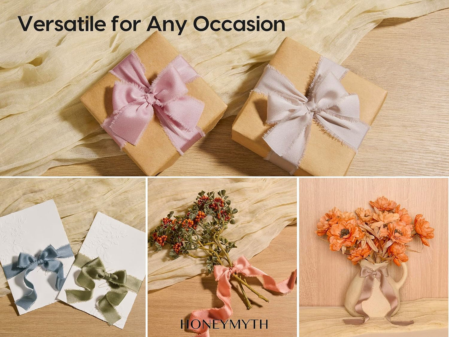 Satin Silk-Like Ribbon Set – 1" Wide, 9 Rolls, 45 Yards Total – Handmade Fringe Ribbons for Gift Wrapping, Wedding Invitations, Floral Bouquets, DIY Crafts