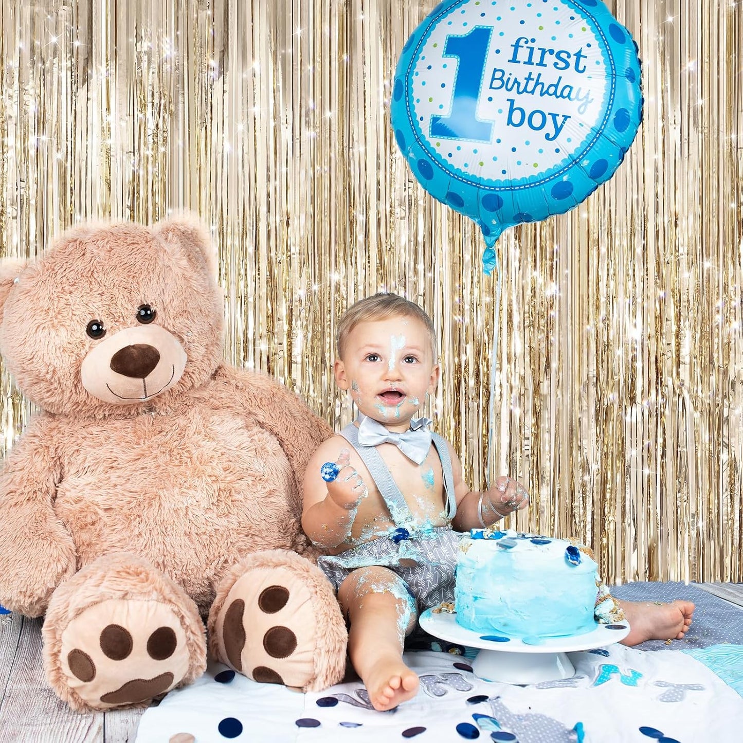 2Pack Champagne Gold Foil Fringe Backdrop Curtains, Tinsel Door Streamers, Fringe Backdrop for Graduation New Years Eve, Graduation, Birthday, Wedding, Baby Shower, Gender Reveal, Disco Party Decors