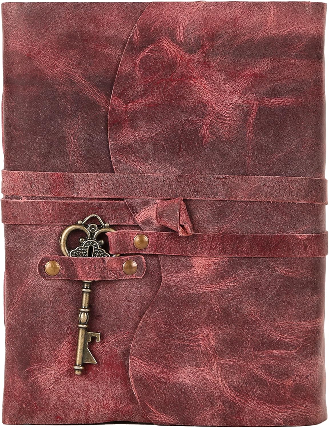 Leather Journal with Lined and Unlined Deckle Edge Paper 8x6 inch and Vintage Key | Handmade Writing Notebook Diary | Bound Daily Notepad for Men & Women Medium, Sketch/Writing pad for Artists