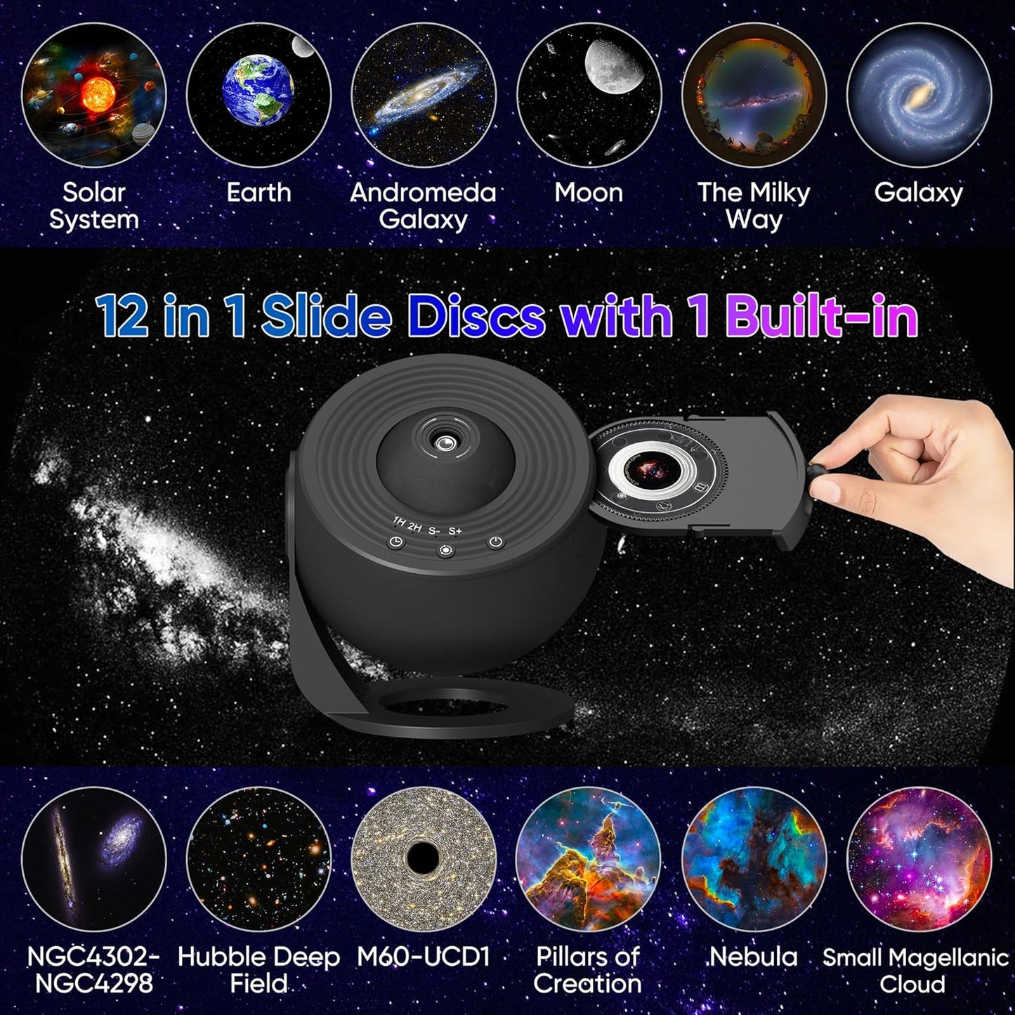 Galaxy Projector for Bedroom,13 in 1 Star Projector with Timer and 3 Button Control 360° Rotating Planetarium Ceiling Night Light Projector for Kids,Adult,Gifts,Ceiling,Bedroom Room Decor
