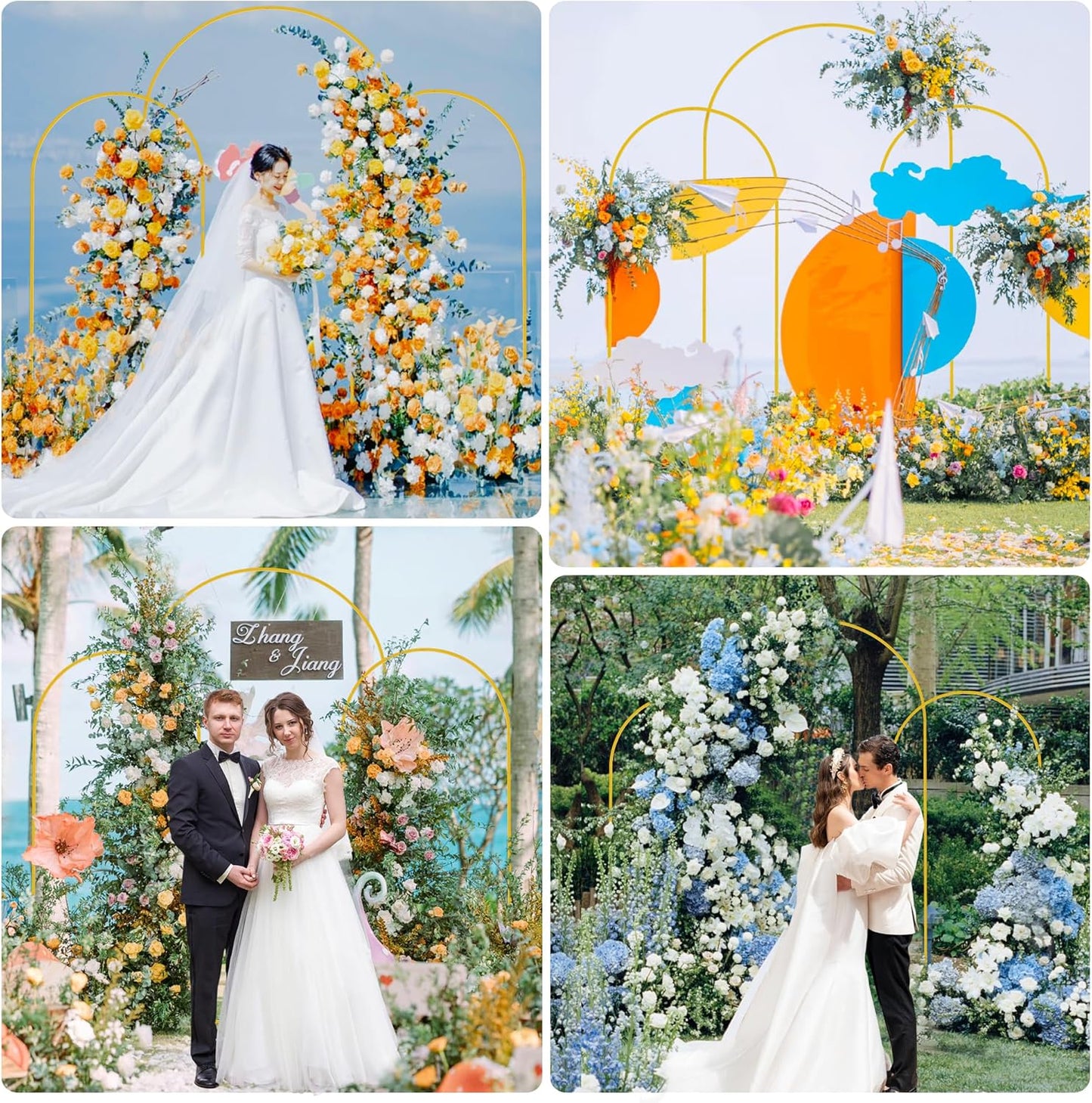 Wokceer Wedding Arch Backdrop Stand (7.2FT,6FT,6FT) Set of 3 Gold Metal Wedding Arch Stand for Birthday Party Wedding Ceremony Baby Shower Garden Balloon Arch Decoration
