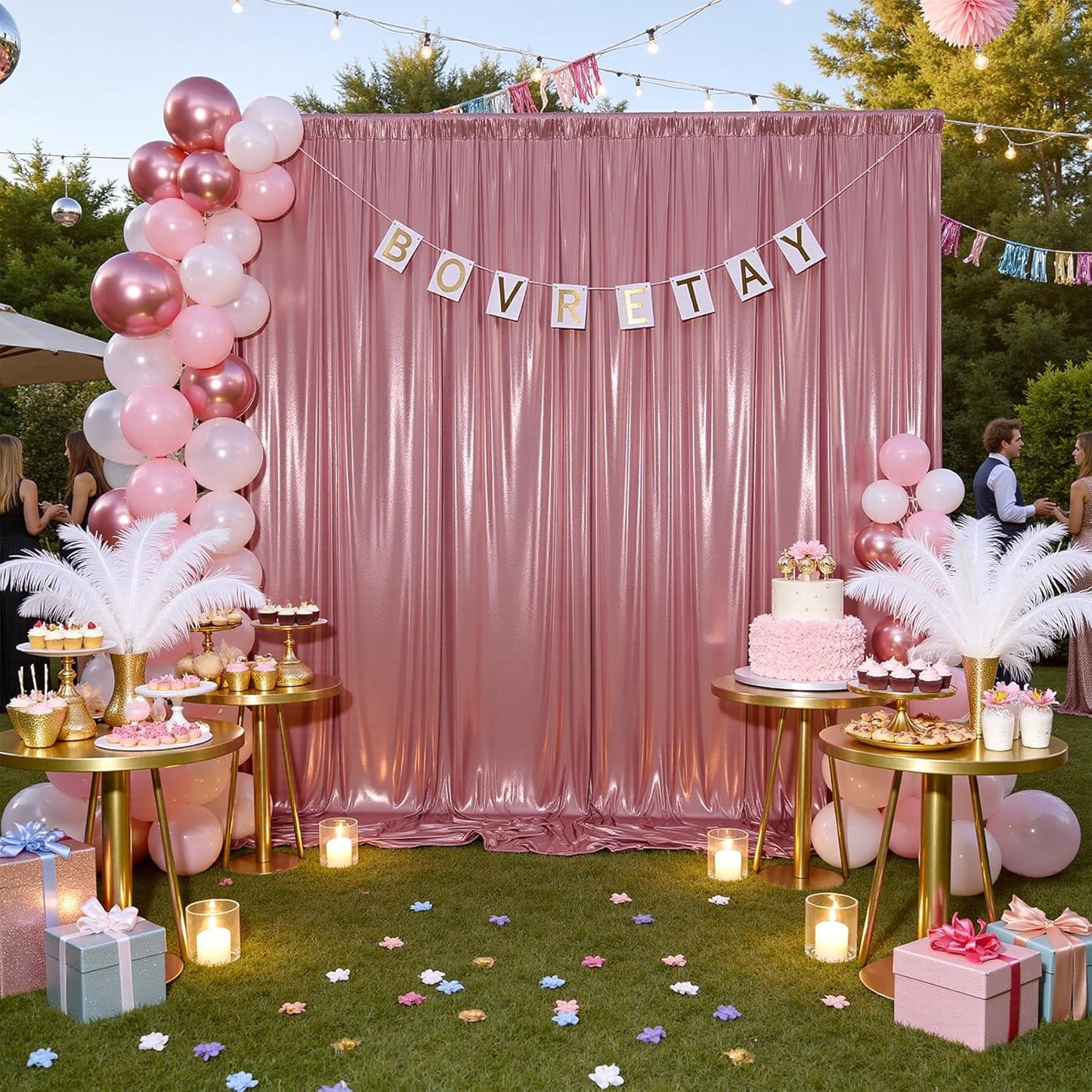 10x10 ft Rose Gold Sequin Backdrop Curtain Panels for Parties, Wrinkle Free Glitter Photo Backdrop Drapes 2 Panels 5x10FT Shimmer Back Drop Cloth for Wedding Birthday Christmas Photography Background