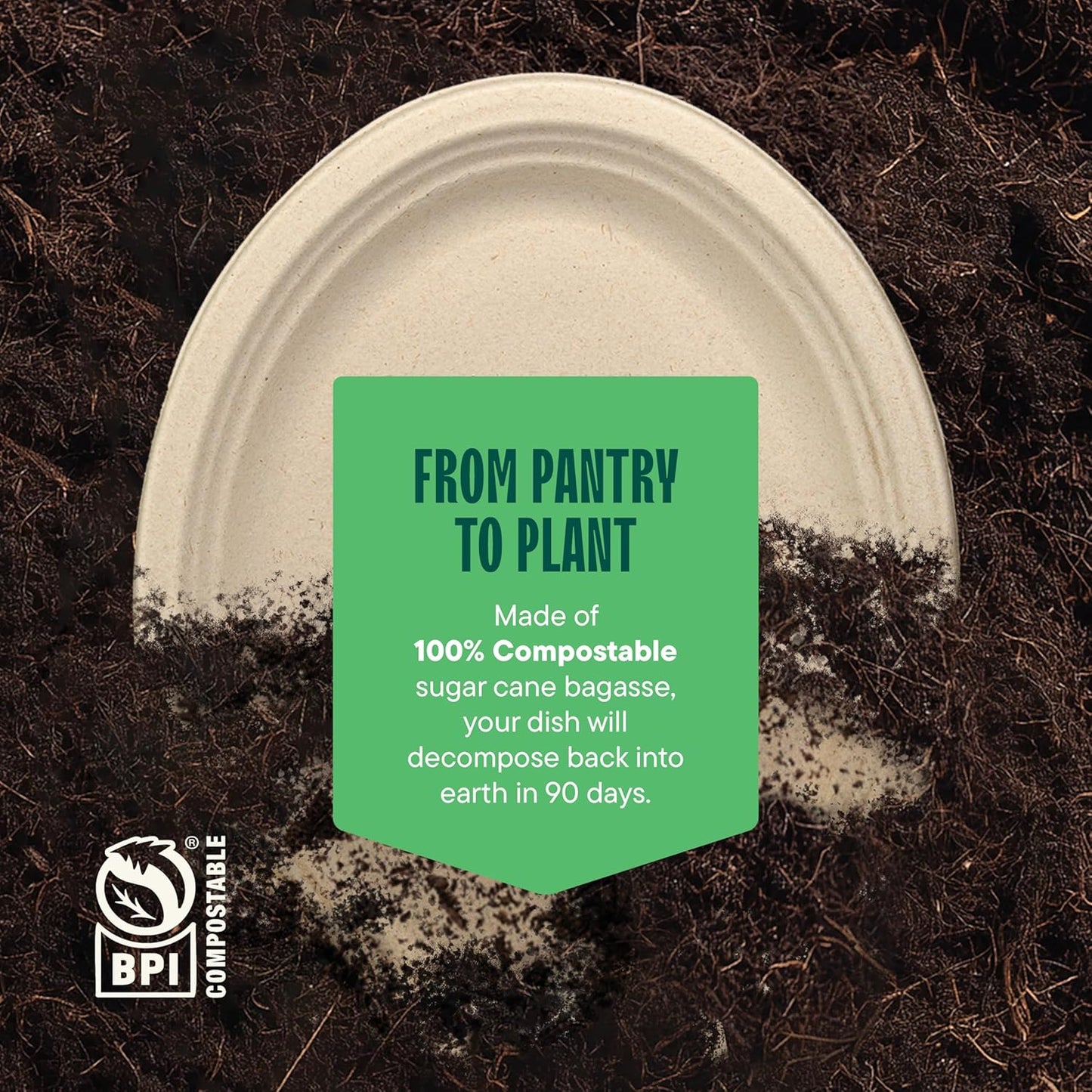 100% Compostable Oval Paper Plates [50-Pack] - {PFAS-Free} - {BPI Certified} - [10 Inch] Heavy Duty, Eco-Friendly, Biodegradable Bagasse Dinner Platters - Natural Brown 10" Oval Plates by Stack Man