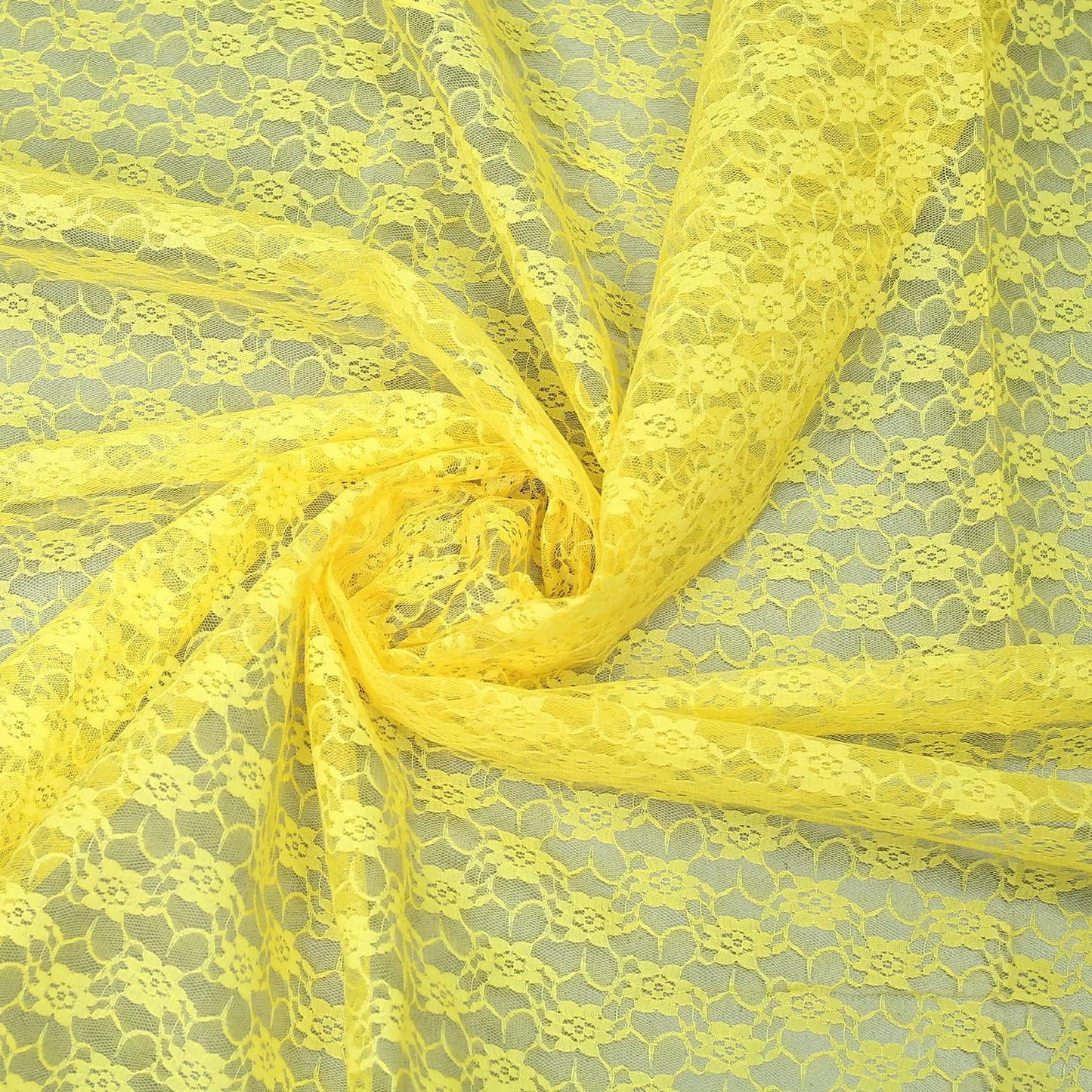 MDS Pack of 15 Wedding 12 x 108 inches Lace Table Runner for Wedding, Decorations for Birthday Parties, Banquets, Graduations, Engagements, and Runners fit Rectangle, Round Table- Yellow