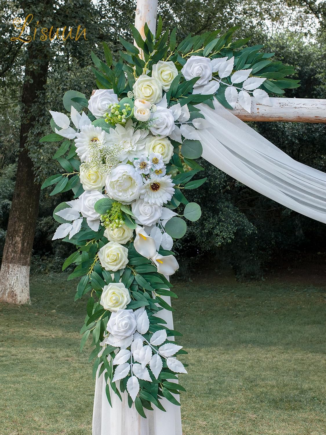 Wedding Arch Flowers, Artificial Flowers for Decoration, Large Flower Swag for Boho Styles Wedding Ceremony Floral Decor - Pack of 2